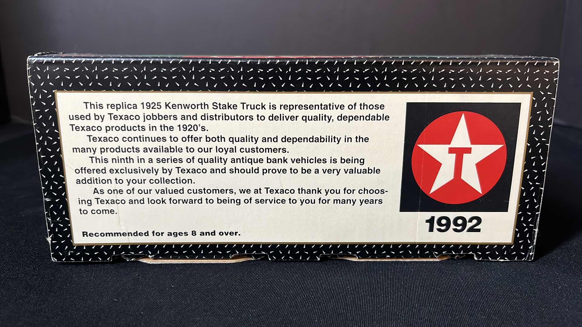 Photo 1 of ERTL DIE-CAST METAL TEXACO 1925 KENWORTH STAKE TRUCK LOCKING COIN BANK W KEY, COLLECTORS SERIES #9, 1992 (STOCK NO 9385)