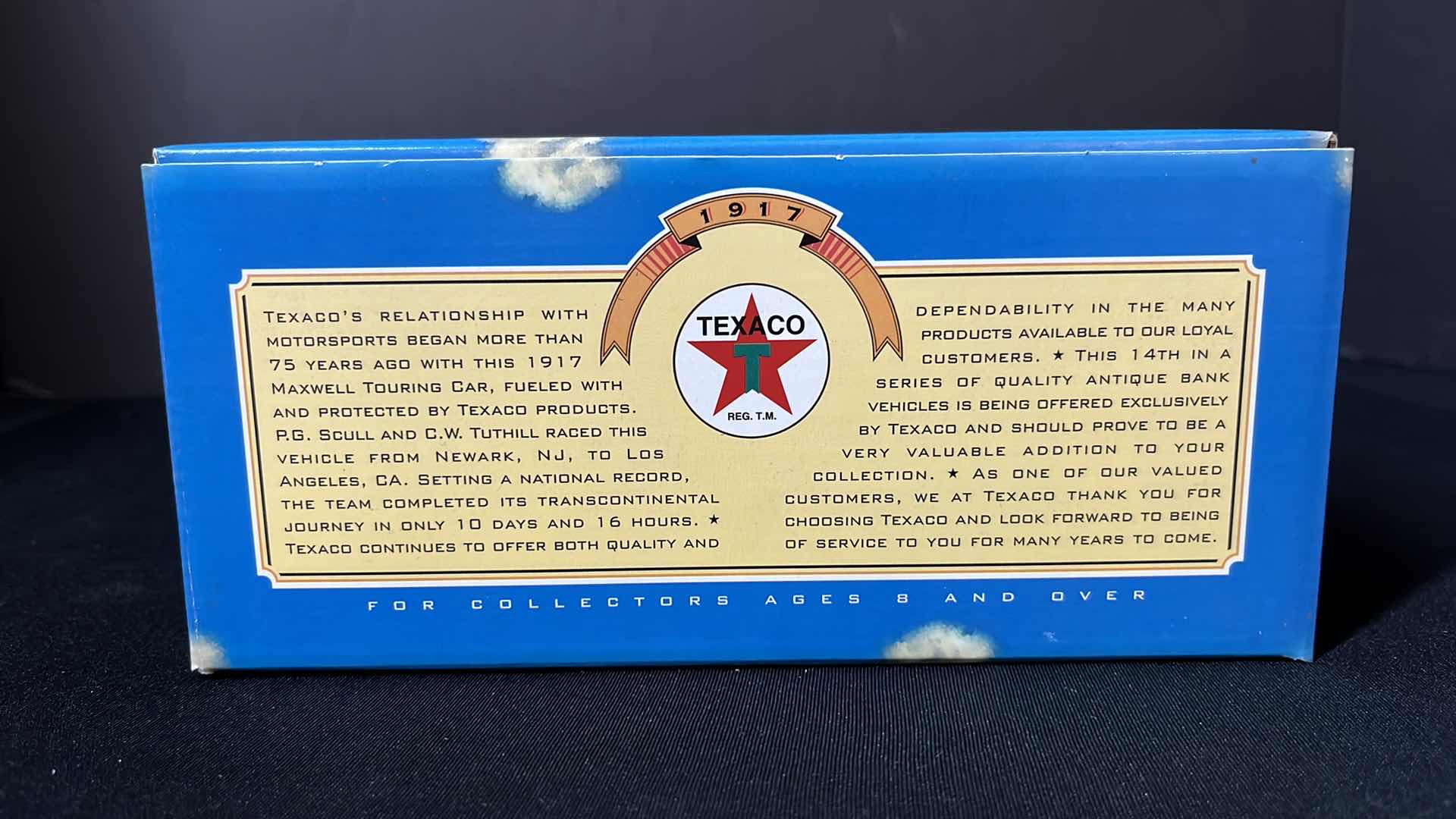 View 10 of ERTL DIE-CAST METAL TEXACO 1917 MAXWELL TOURING CAR LOCKING COIN BANK W KEY, COLLECTORS SERIES #14, 1997 (STOCK NO H500)
