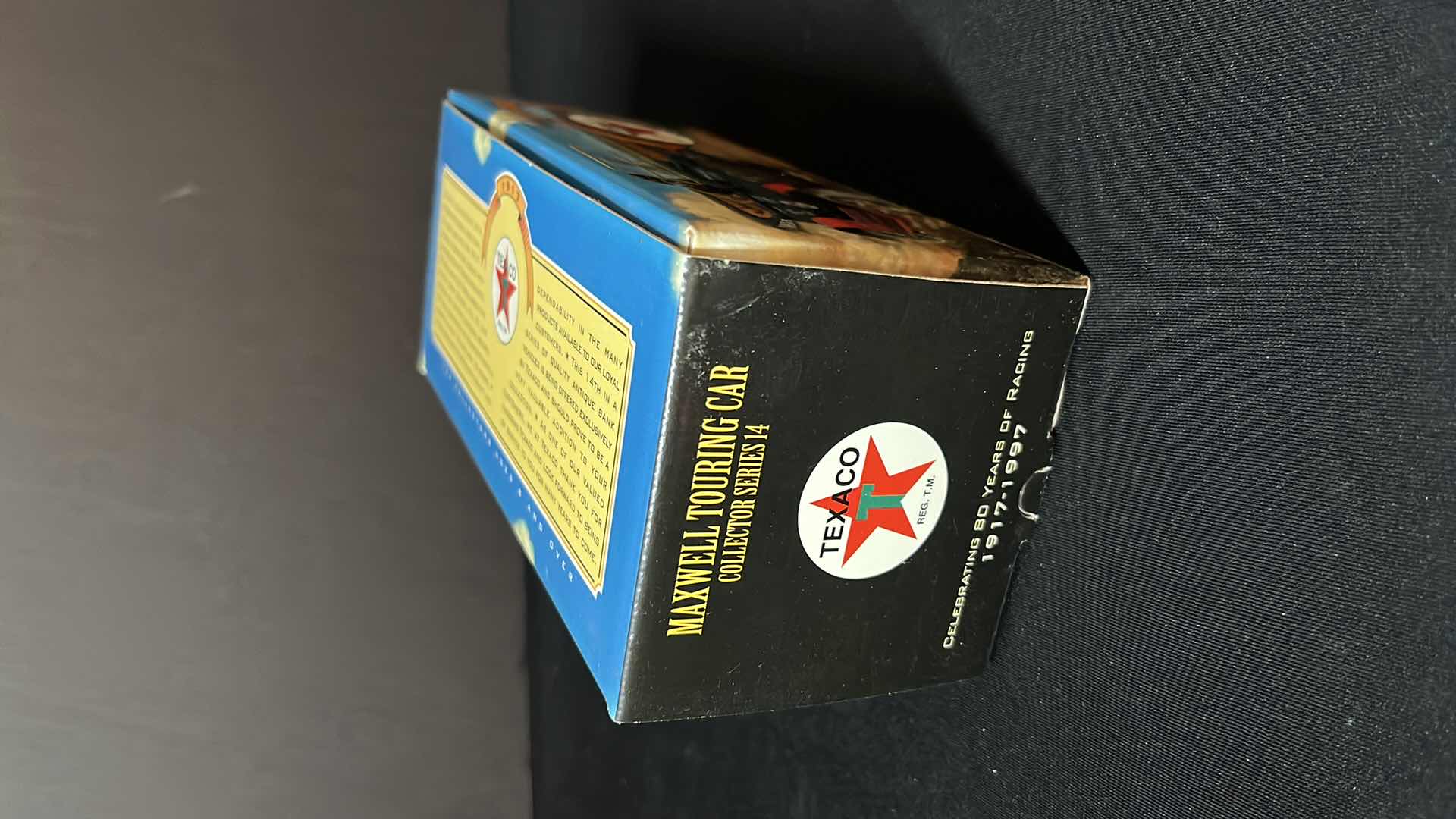 View 8 of ERTL DIE-CAST METAL TEXACO 1917 MAXWELL TOURING CAR LOCKING COIN BANK W KEY, COLLECTORS SERIES #14, 1997 (STOCK NO H500)