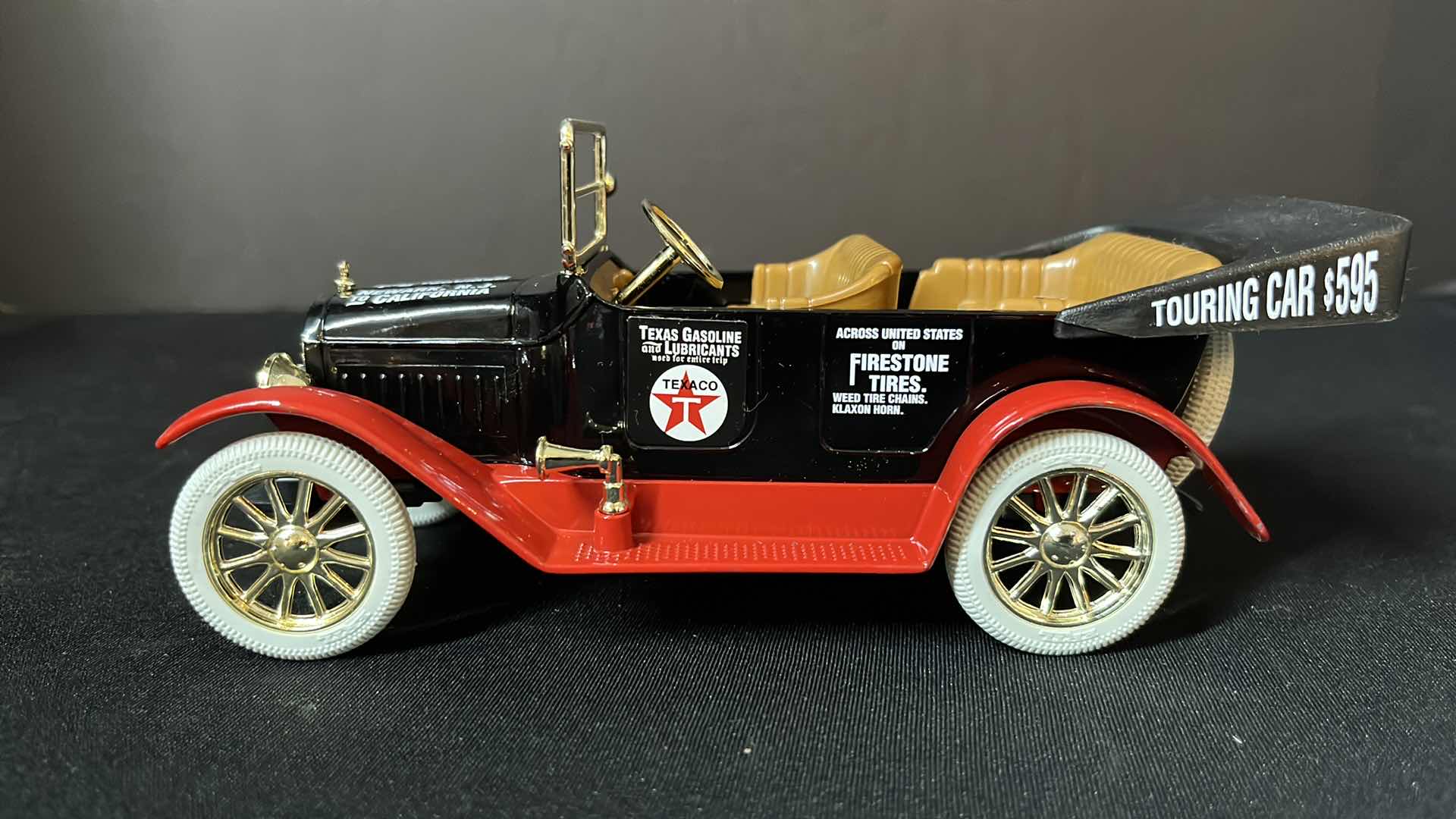 View 1 of ERTL DIE-CAST METAL TEXACO 1917 MAXWELL TOURING CAR LOCKING COIN BANK W KEY, COLLECTORS SERIES #14, 1997 (STOCK NO H500)