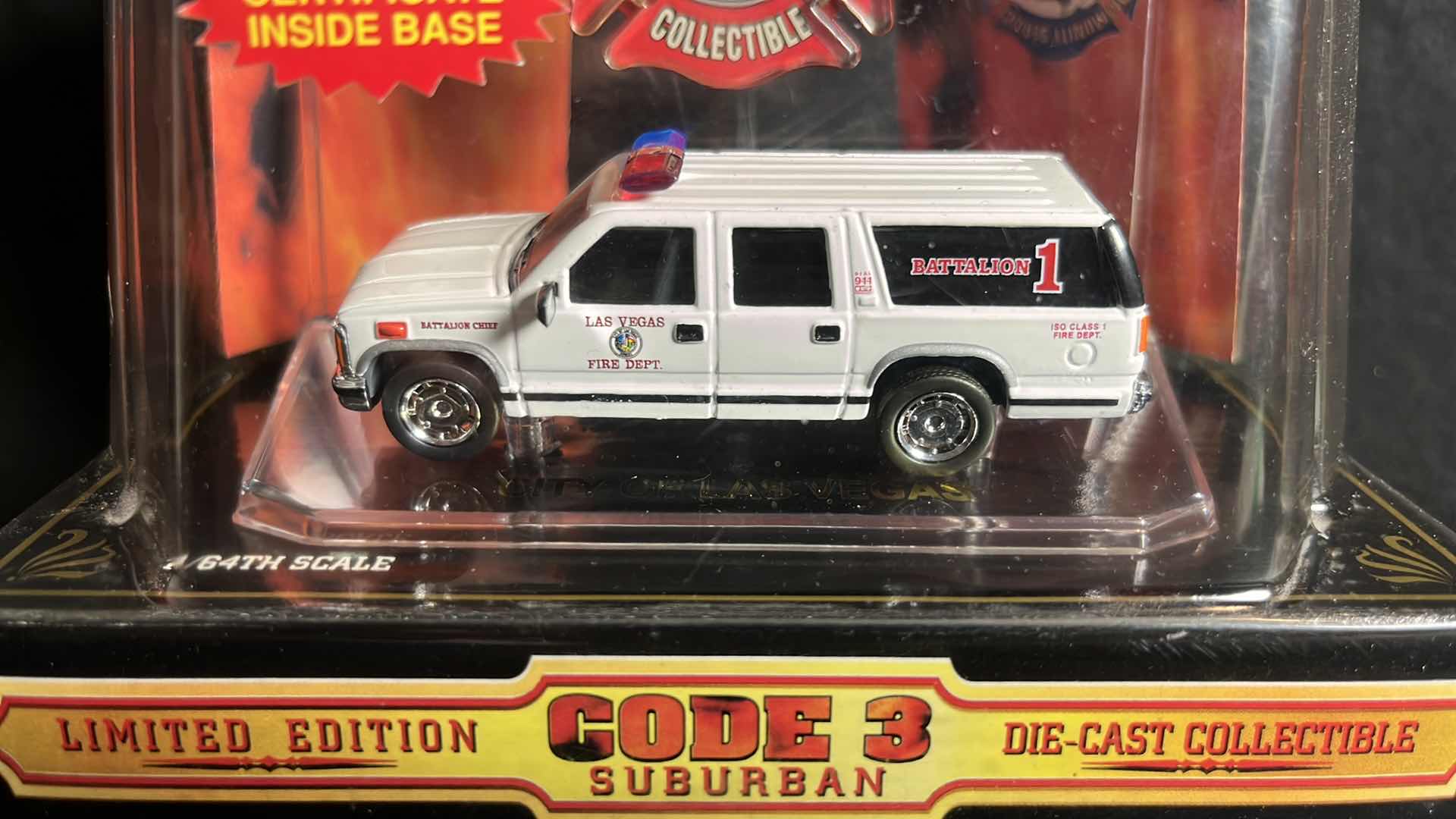 View 2 of CODE 3 COLLECTIBLES 1:64 DIE-CAST METAL 1998 GMC SUBURBAN CITY OF LAS VEGAS NEVADA FIRE DEPT (#12407)