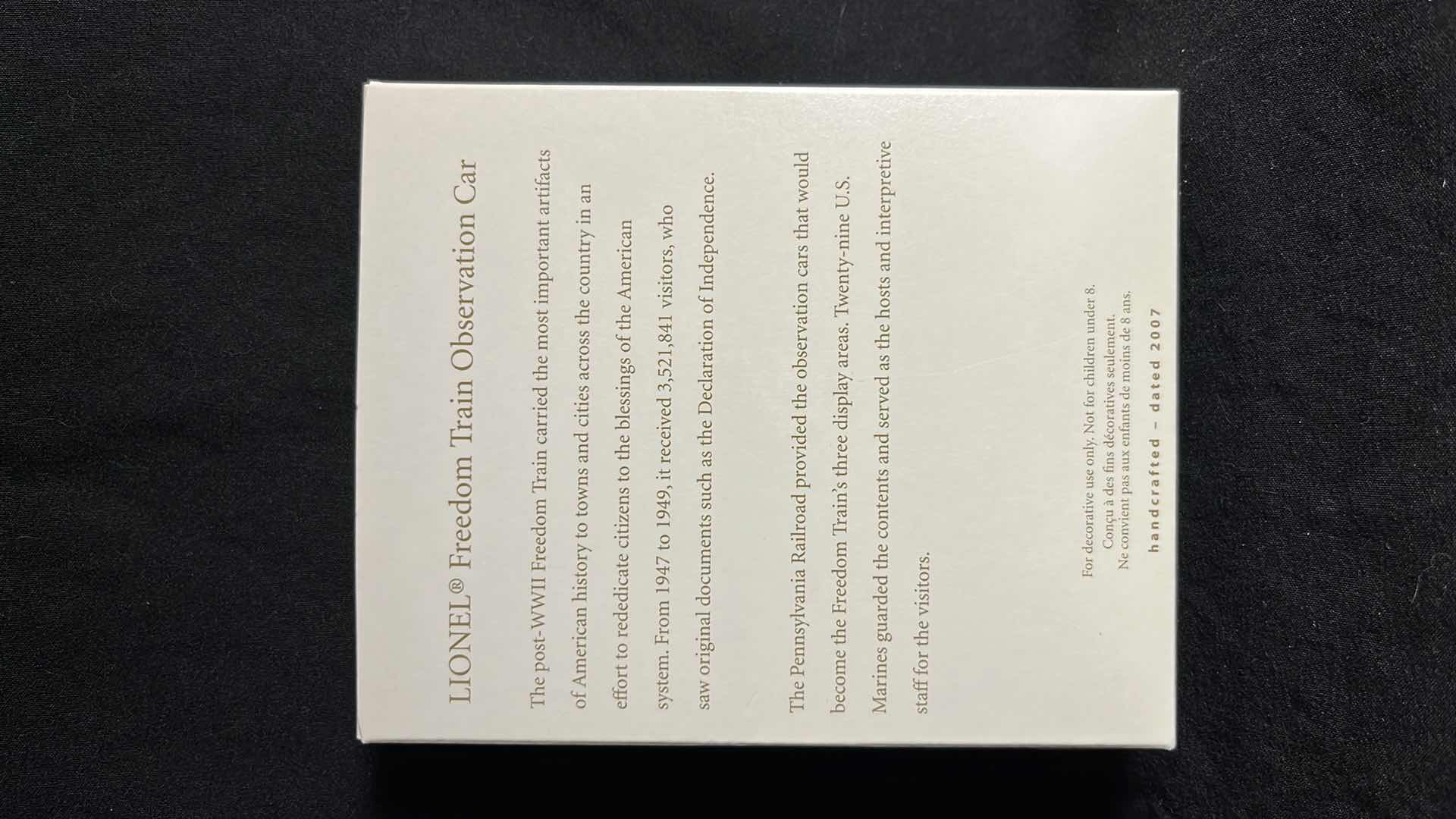 Photo 1 of HALLMARK LIONEL TRAIN HANDCRAFTED KEEPSAKE ORNAMENTS FREEDOM TRAIN SLEEPER 2007 (#QXI2009) & FREEDOM TRAIN OBSERVATION CAR 2007 (#QXI2017)