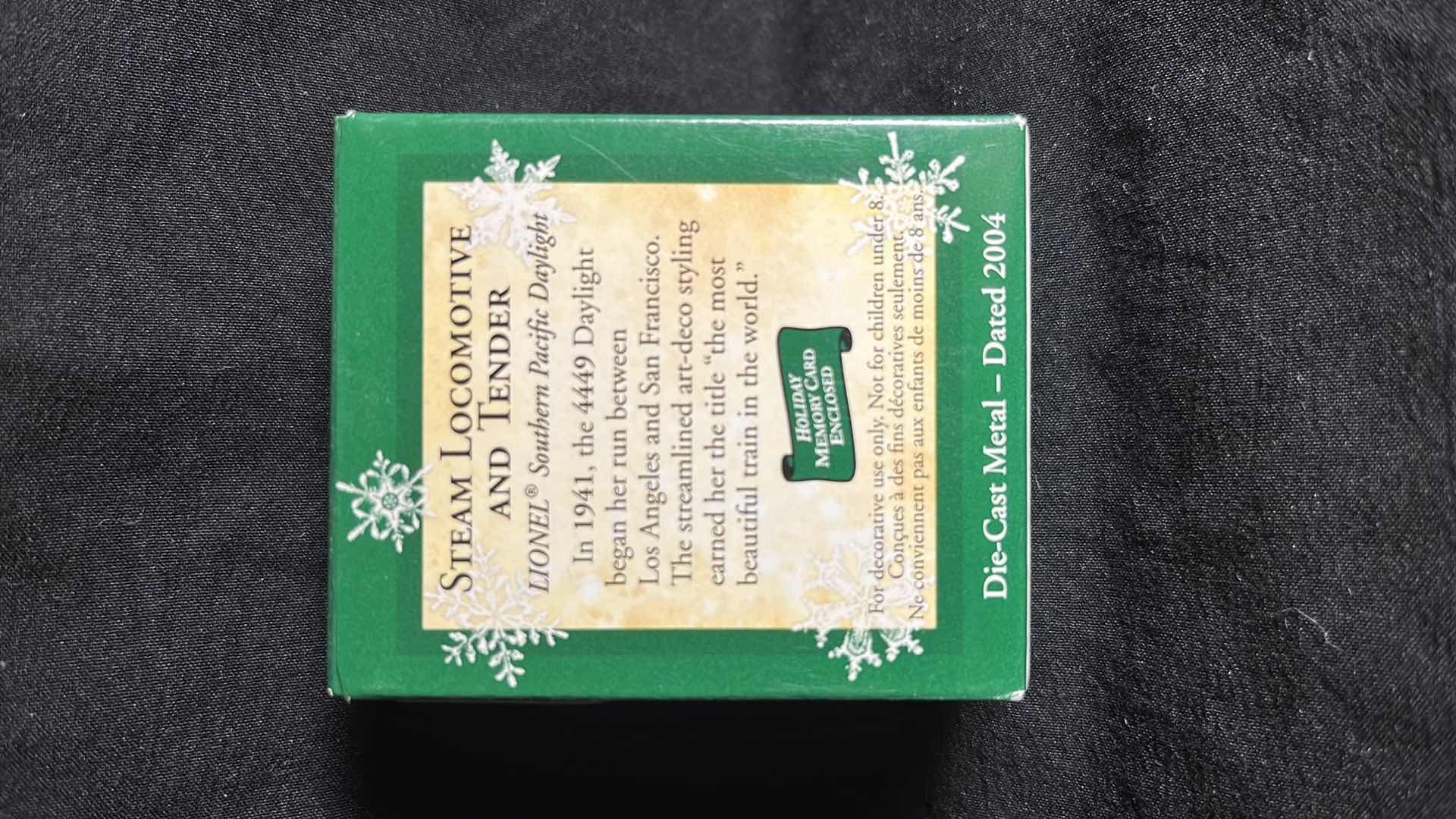 Photo 1 of HALLMARK LIONEL TRAIN DIE-CAST METAL KEEPSAKE ORNAMENTS DAYLIGHT OIL TENDER 2003 (#QXI8249), STEAM LOCOMOTIVE AND TENDER MINIATURE SET OF 2 2004 (#QXM5131) & DAYLIGHT OBSERVATION CAR 2003 (#QXI8327)