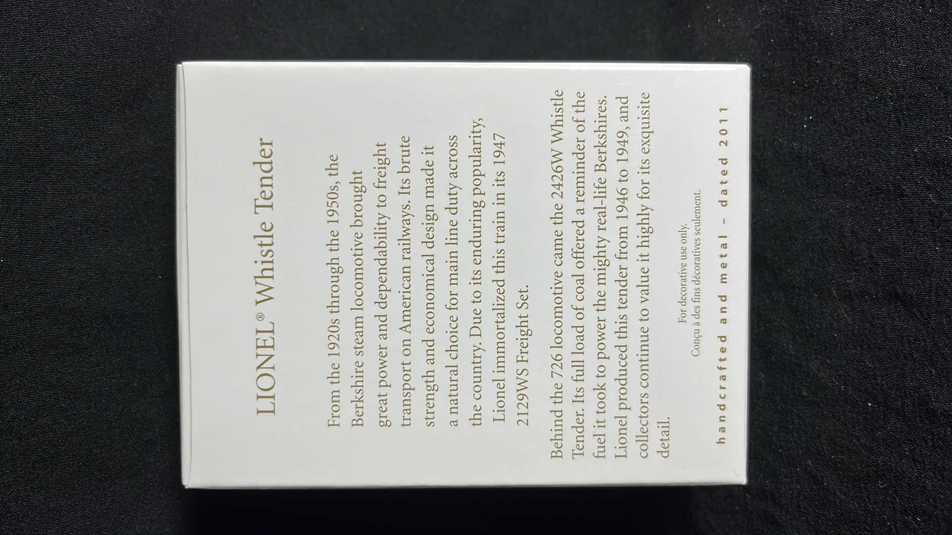 Photo 1 of HALLMARK LIONEL TRAIN HANDCRAFTED & METAL KEEPSAKE ORNAMENTS CABOOSE 2011 (#QXI2169), WHISTLE TENDER 2011 (#QXI2177) & 726 BERKSHIRE STEAM LOCOMOTIVE 2011 (#QX8717)