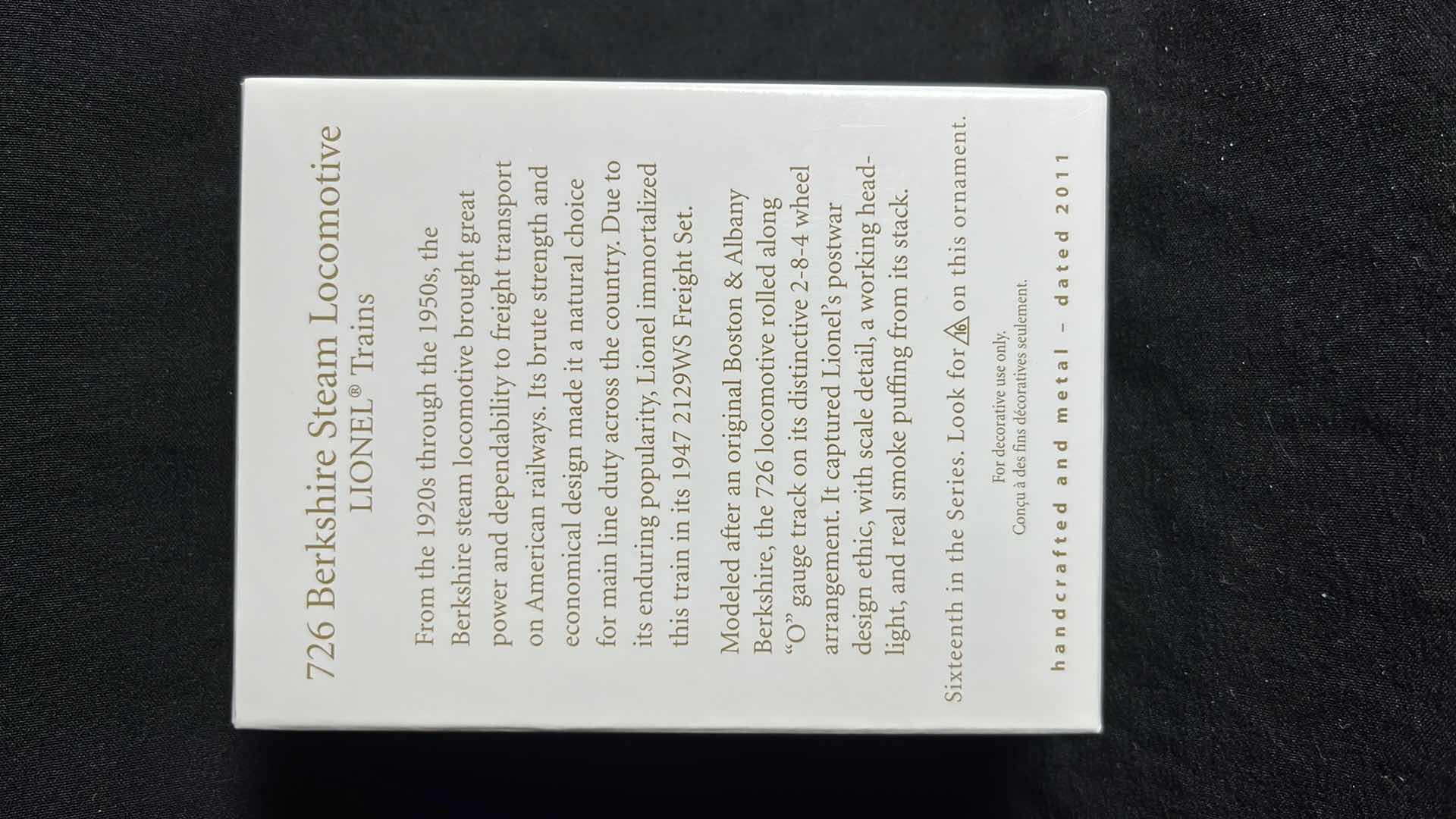 Photo 1 of HALLMARK LIONEL TRAIN HANDCRAFTED & METAL KEEPSAKE ORNAMENTS CABOOSE 2011 (#QXI2169), WHISTLE TENDER 2011 (#QXI2177) & 726 BERKSHIRE STEAM LOCOMOTIVE 2011 (#QX8717)