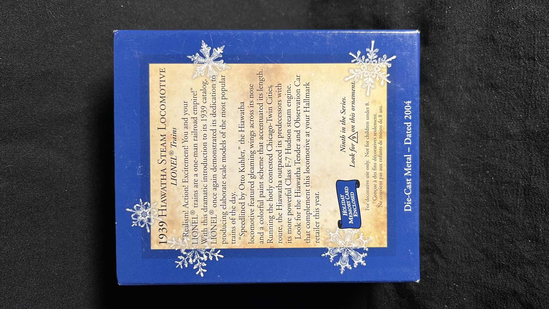 Photo 1 of HALLMARK LIONEL TRAIN DIE-CAST METAL KEEPSAKE ORNAMENTS 1939 HIAWATHA STEAM LOCOMOTIVE 2004 (#QX8454), PENNSYLVANIA B6 STEAM LOCOMOTIVE 2005 (#QX2052) & NO. 717 CABOOSE 2005 (#QX2122)