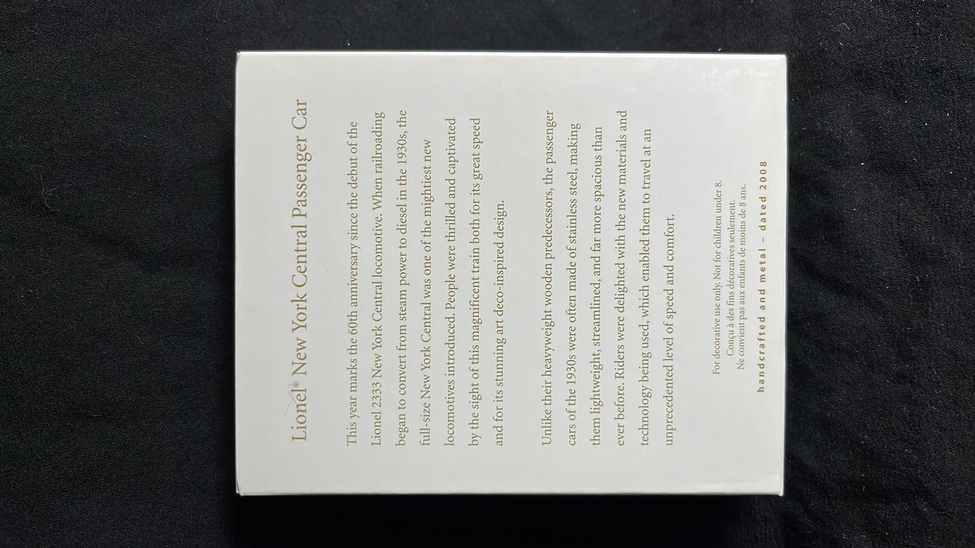 Photo 1 of HALLMARK LIONEL TRAIN HANDCRAFTED & METAL KEEPSAKE ORNAMENTS NEW YORK CENTRAL PASSENGER CAR 2008 (#QXI2004), NEW YORK CENTRAL OBSERVATION CAR 2008 (#QXI2011) & NEW YORK CENTRAL LOCOMOTIVE 2008 (#QX2854)