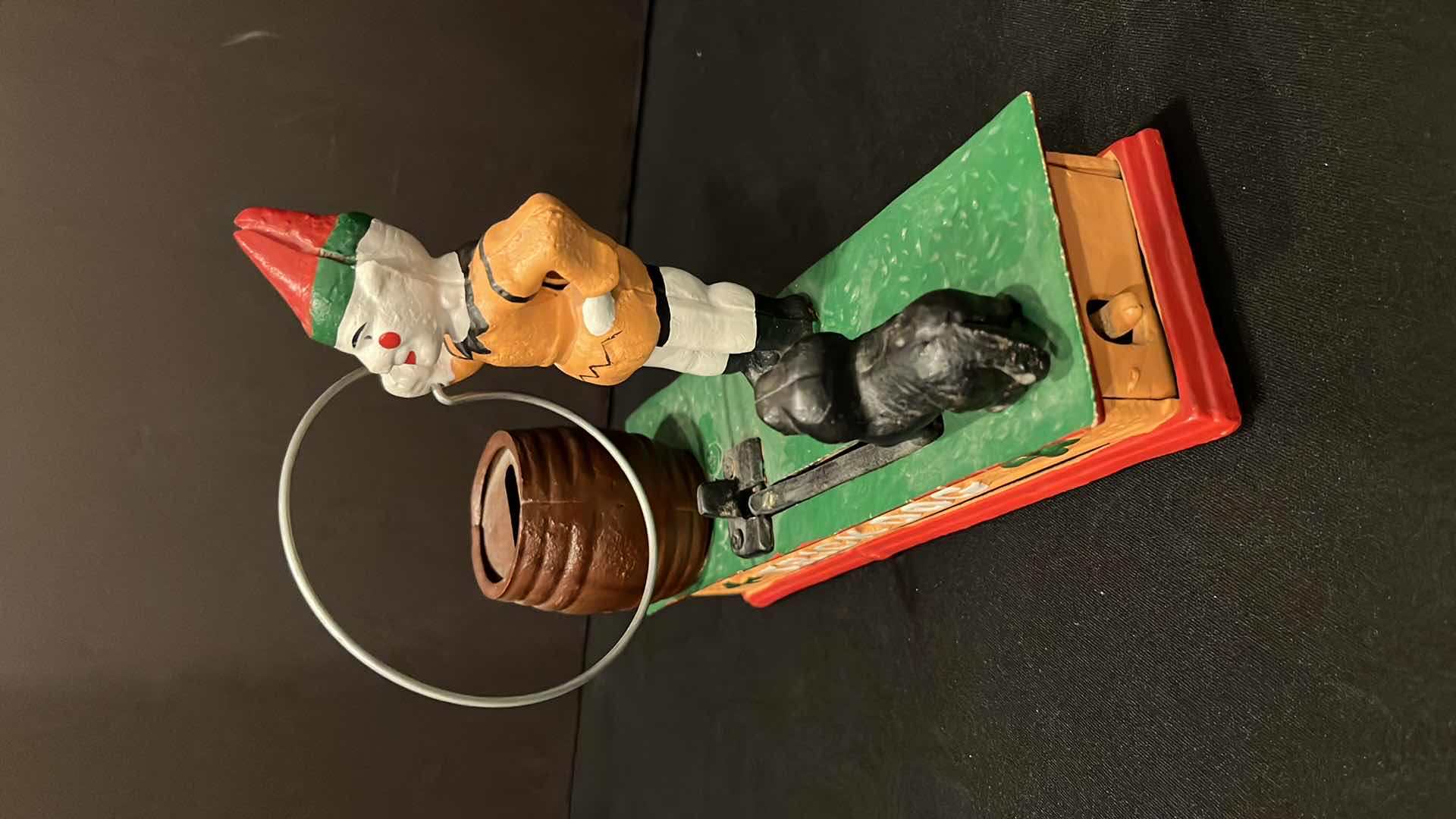 Photo 1 of ANTIQUE CAST IRON TRICK DOG MECHANICAL COIN BANK, PATENTED IN 1888