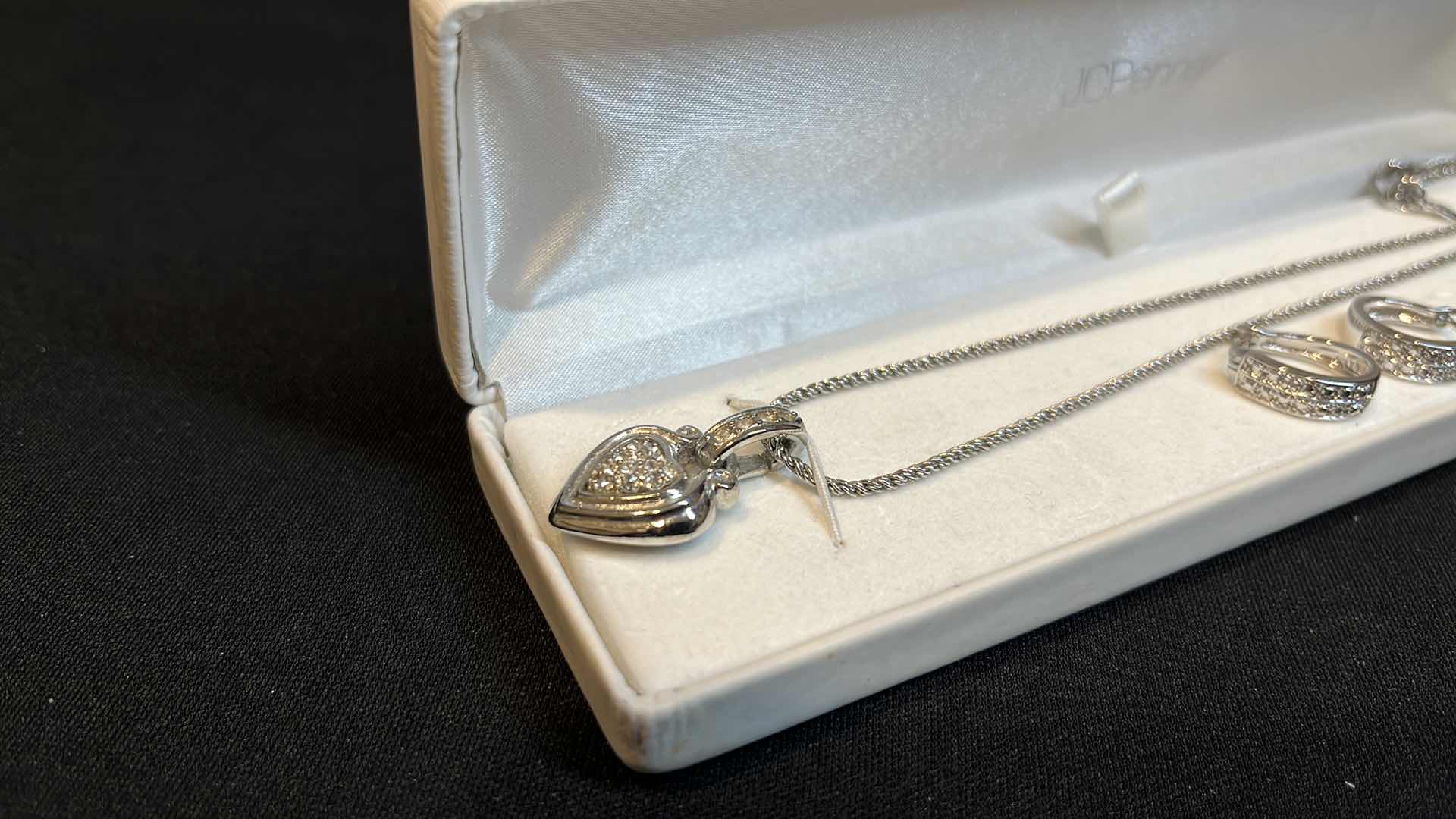 Photo 1 of JCPENNEY HEART NECKLACE, LOOP EARRINGS STAMPED 925