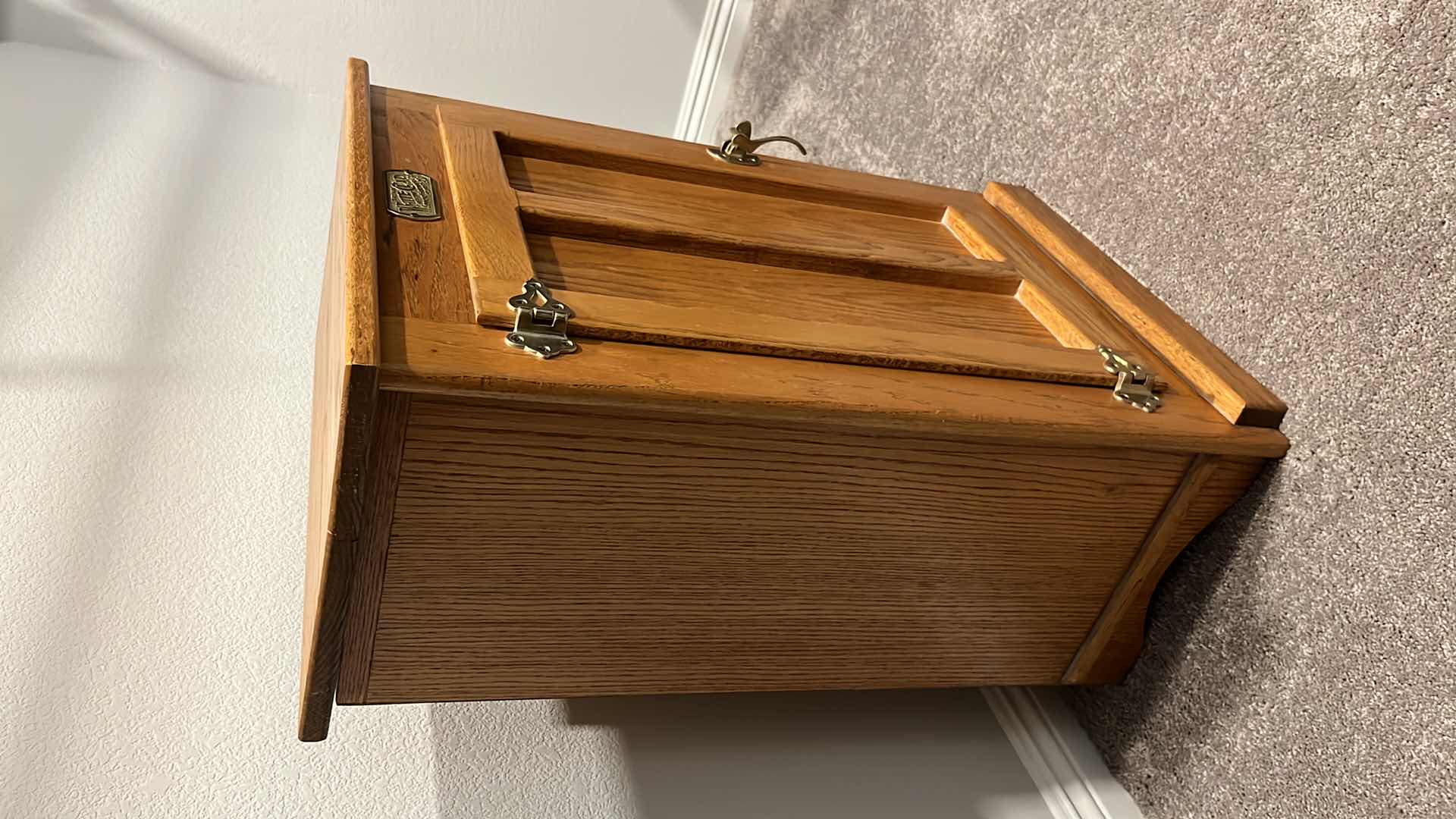 Photo 1 of WHITE CLAD SIMMONS HARDWARE CO. OAK ICE BOX STYLE STORAGE CABINET 13.75” X 21.75” H30”