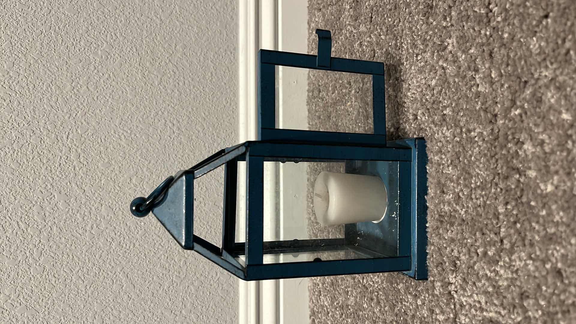 Photo 7 of INDUSTRIAL STYLE BLACK METAL DUAL CANDLE HOLDER & VINTAGE BLUE DISTRESSED LANTERN 4” X 8”