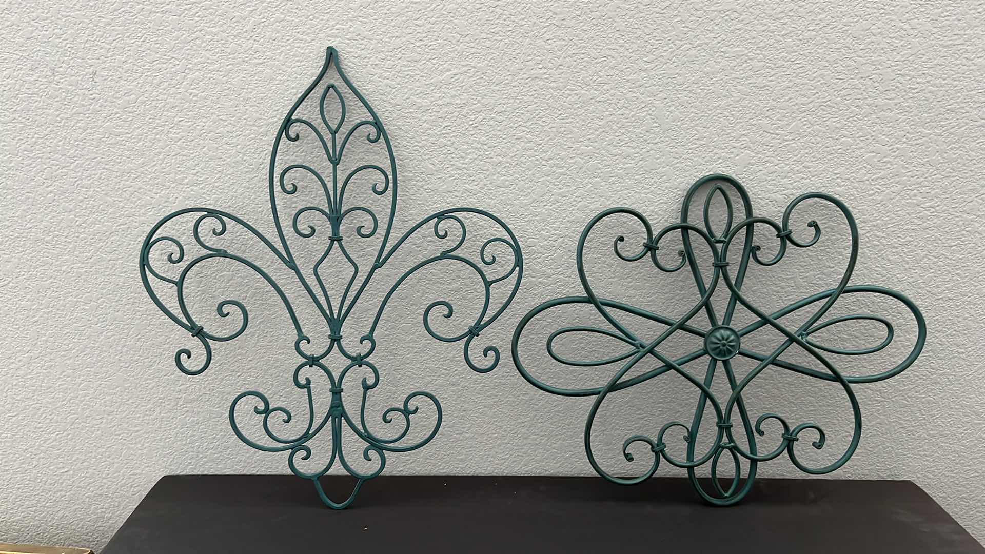 View 1 of 2-ORNATE METAL TEAL WALL HANGINGS 16.25” X 20”