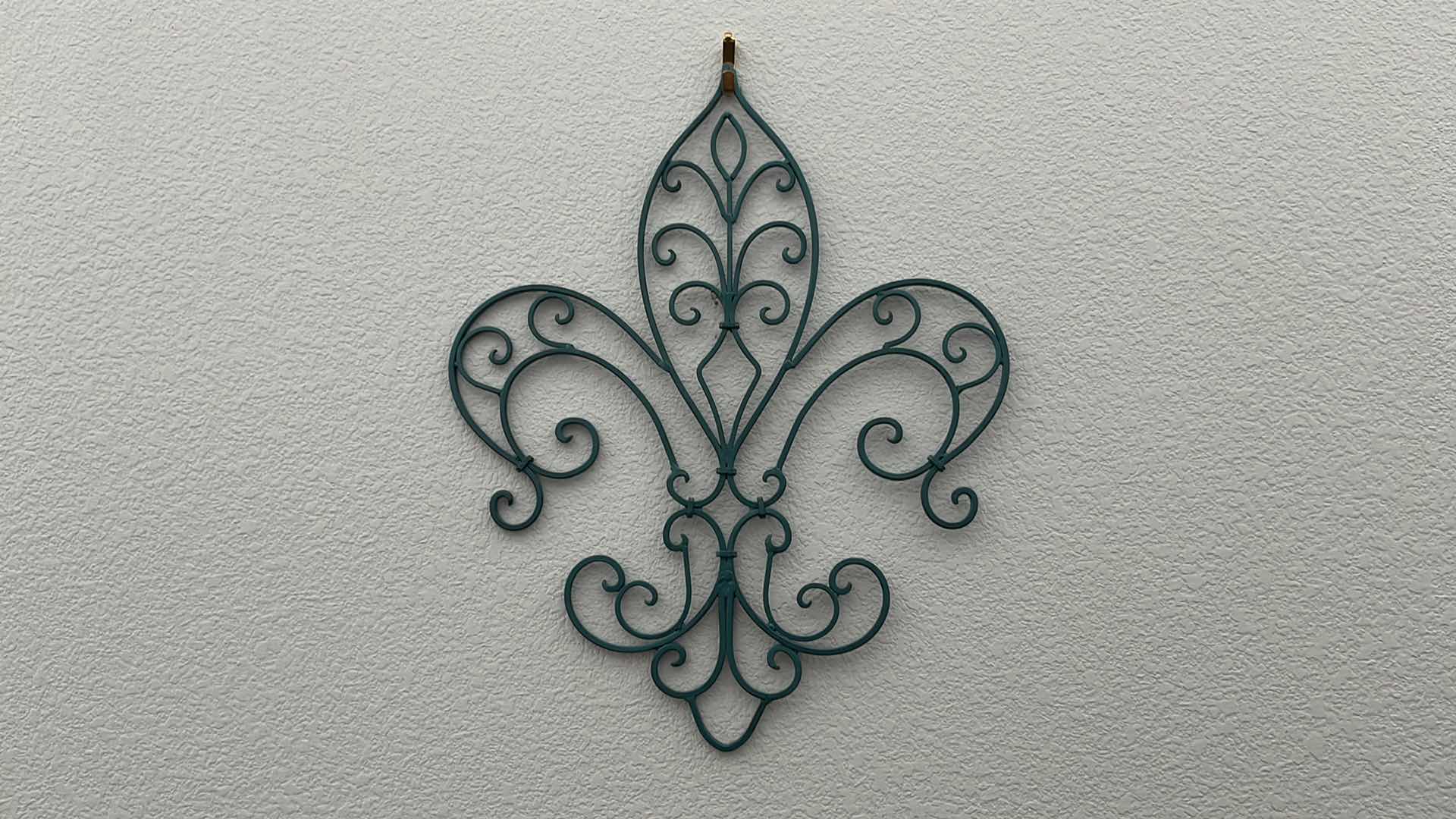 View 3 of 2-ORNATE METAL TEAL WALL HANGINGS 16.25” X 20”