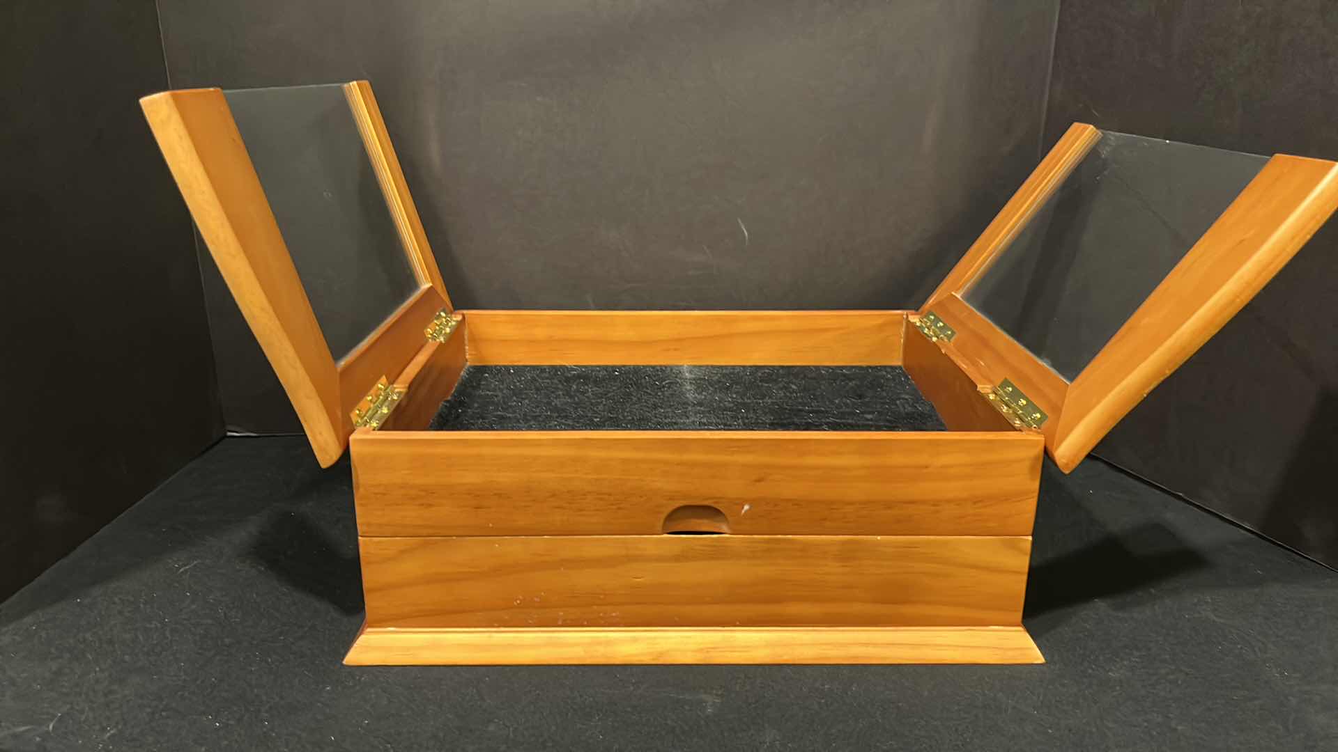 Photo 1 of WOODEN GLASS TOP JEWELRY BOX 10.75”X 14” H5”