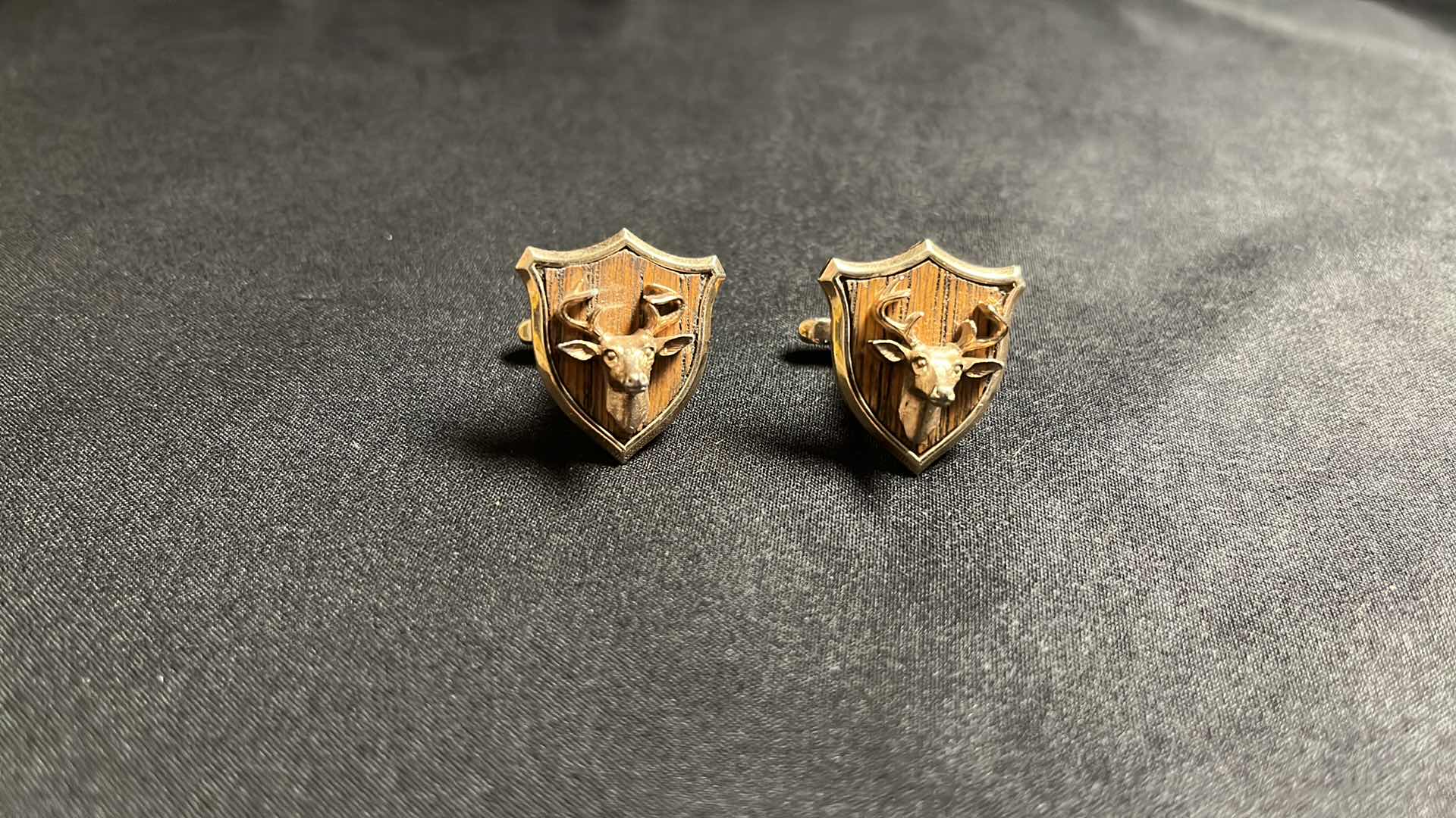 Photo 1 of VINTAGE GOLD TONE DEER-HEAD CUFF LINKS