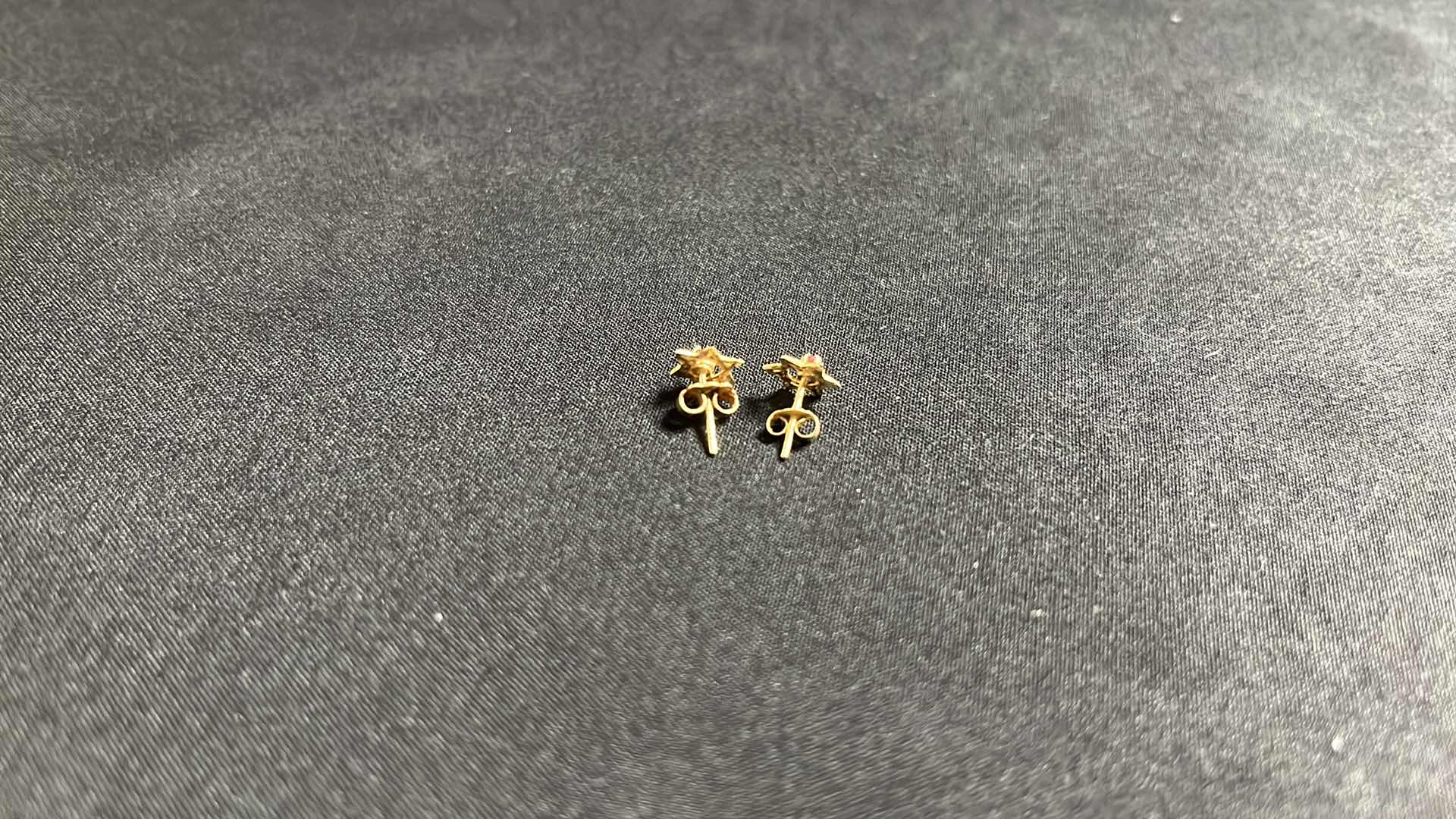 Photo 1 of 14K GOLD JEWISH STAR EARRINGS W RED STONE