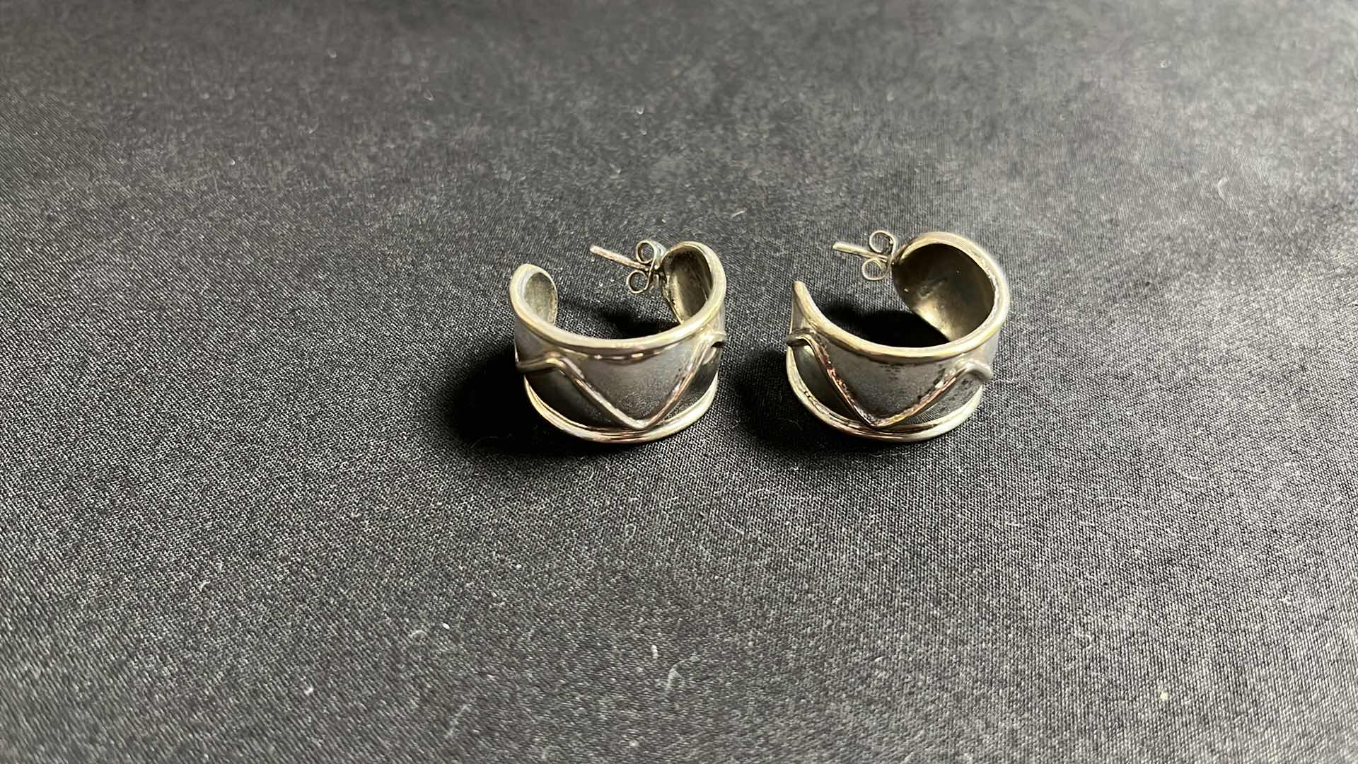 Photo 1 of SILVER HOOP EARRINGS, STAMPED 925