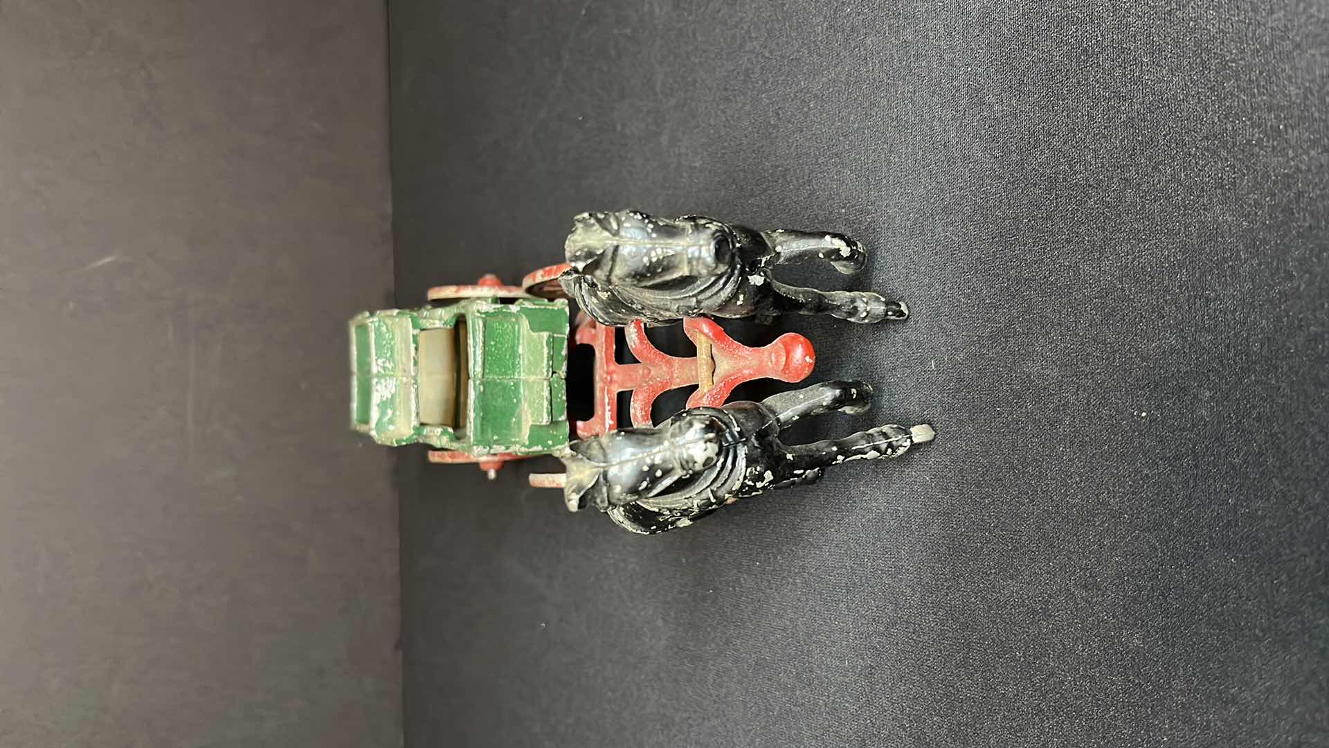 Photo 1 of VINTAGE CAST ALUMINUM 2 HORSE DRAWN WAGON CART, CIRCA 1940’S