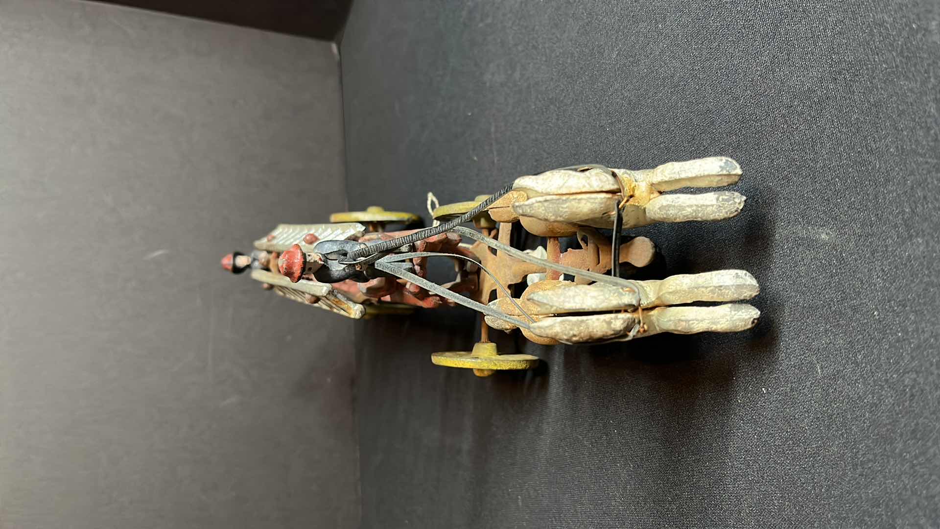 Photo 1 of ANTIQUE KENTON 14” CAST-IRON 2 HORSE FIRE WAGON HOOK & LADDER W 2 FIGURINES , 1915