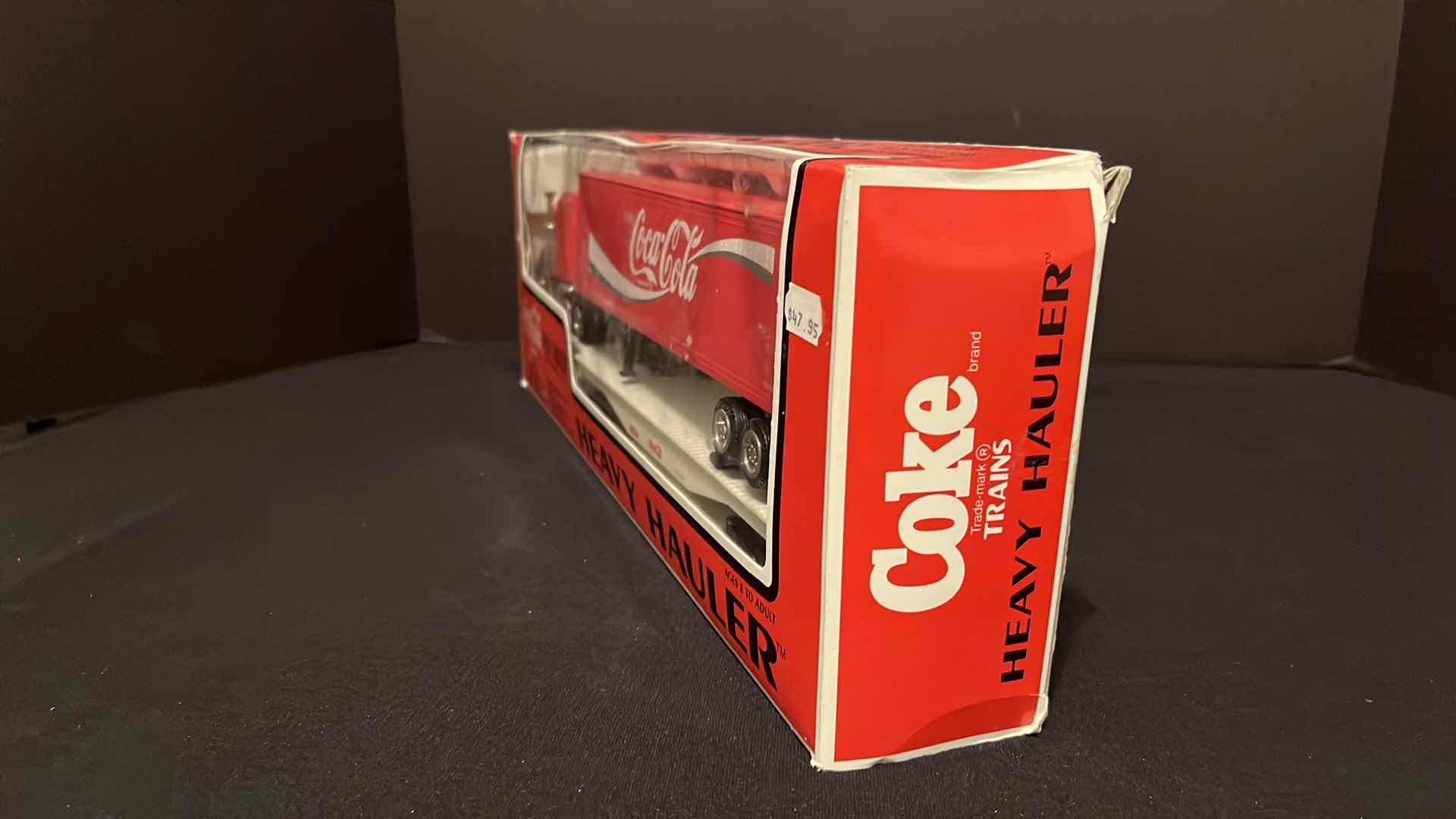 View 3 of K-LINE COCA-COLA TRADEMARK TRAINS HEAVY HAULER TRACTOR TRAILER FLAT CAR SET, 1990