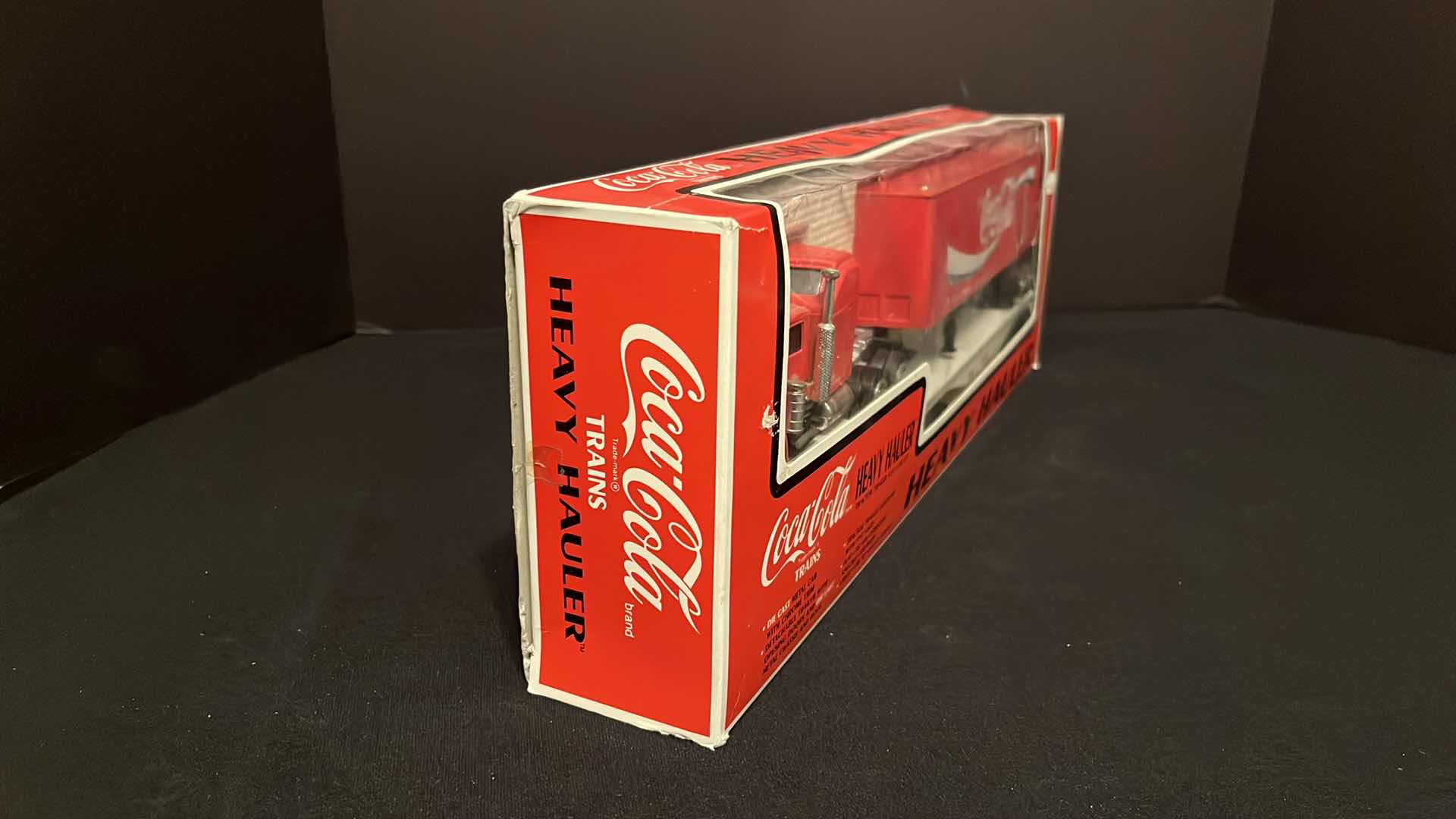 View 2 of K-LINE COCA-COLA TRADEMARK TRAINS HEAVY HAULER TRACTOR TRAILER FLAT CAR SET, 1990