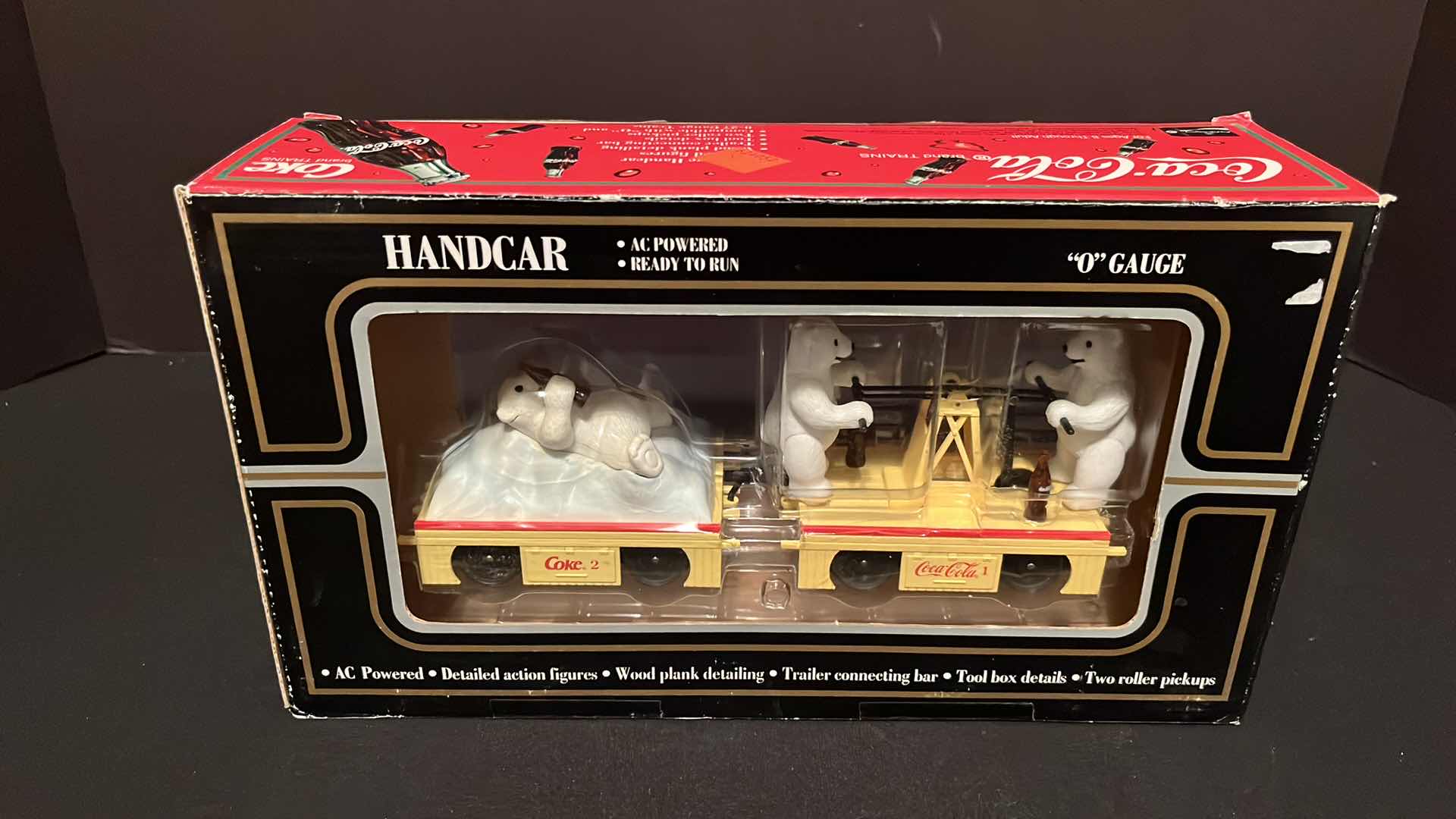 Photo 1 of K-LINE ELECTRIC TRAINS COCA-COLA BRAND MOTORIZED HANDCAR & TRAILER (ITEM K-2625-02)