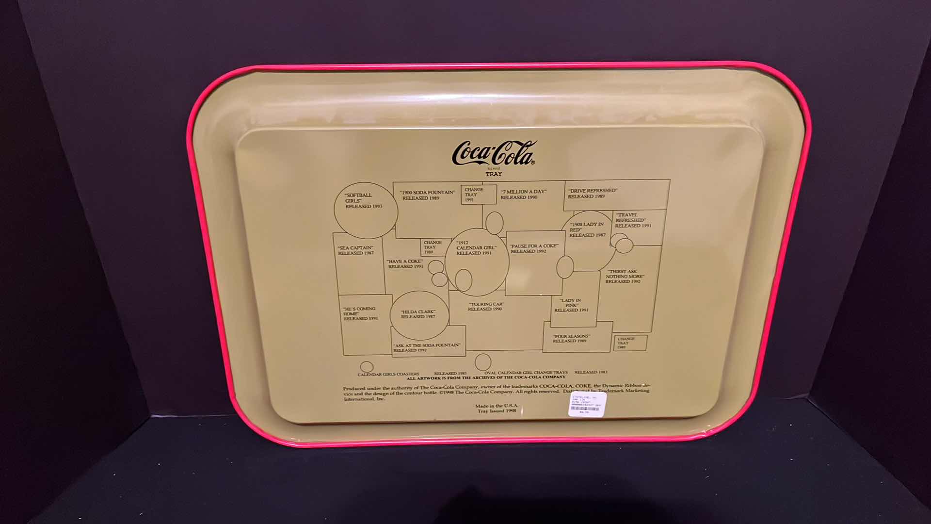 Photo 1 of COCA-COLA BRAND COCA-COLA TIN TRAY, 1998