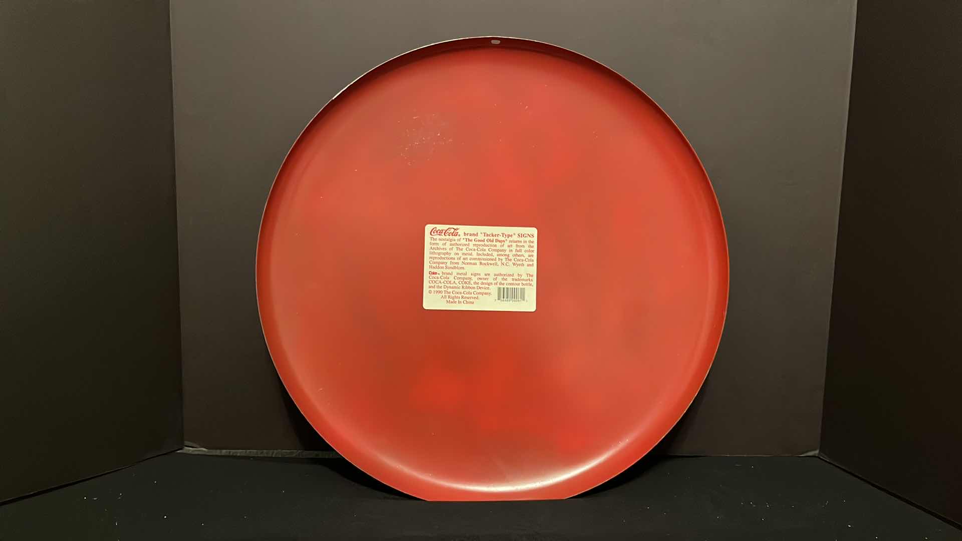 Photo 1 of COCA-COLA TACKER-TYPE SIGN “THE GOOD OLD DAYS” ROUND METAL SIGN 16”, 1990