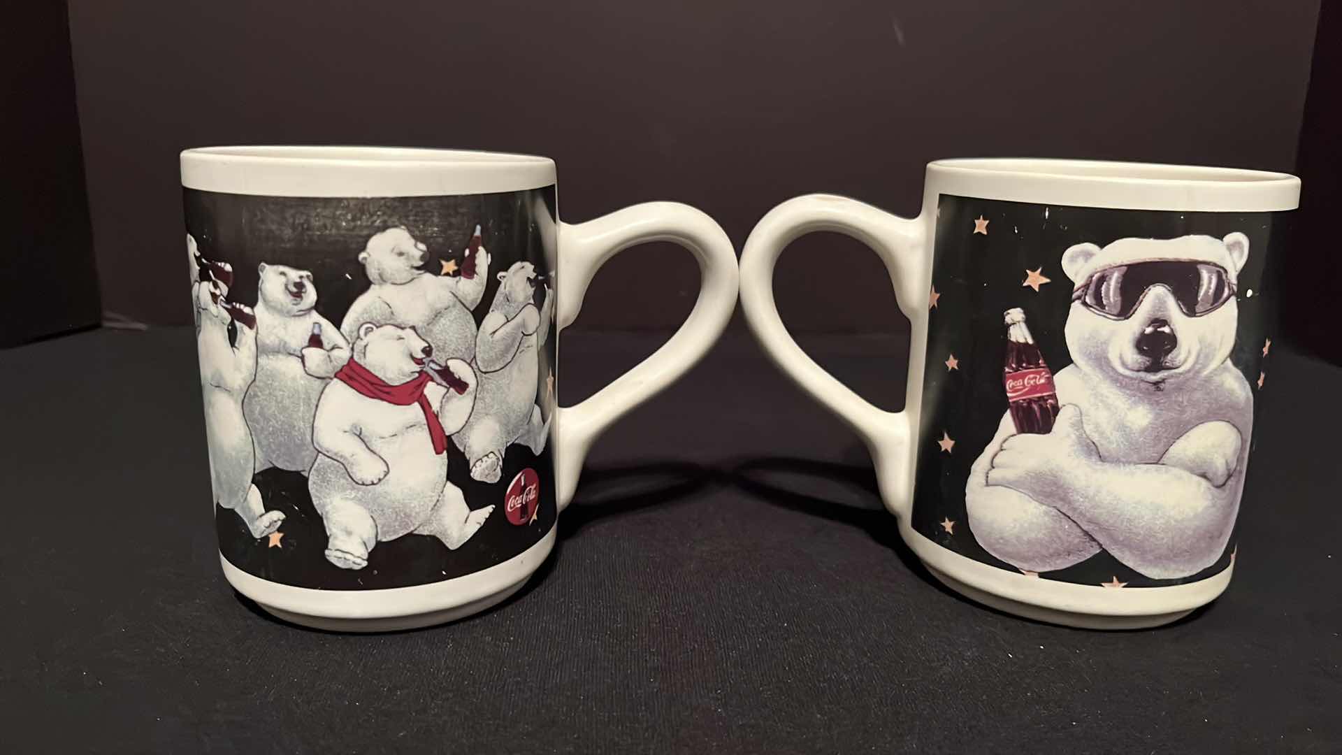 Photo 1 of COCA-COLA 2-POLAR 2 BEAR 4.25”H GIBSON MUGS 1996 & DRINKING GLASS GLASS