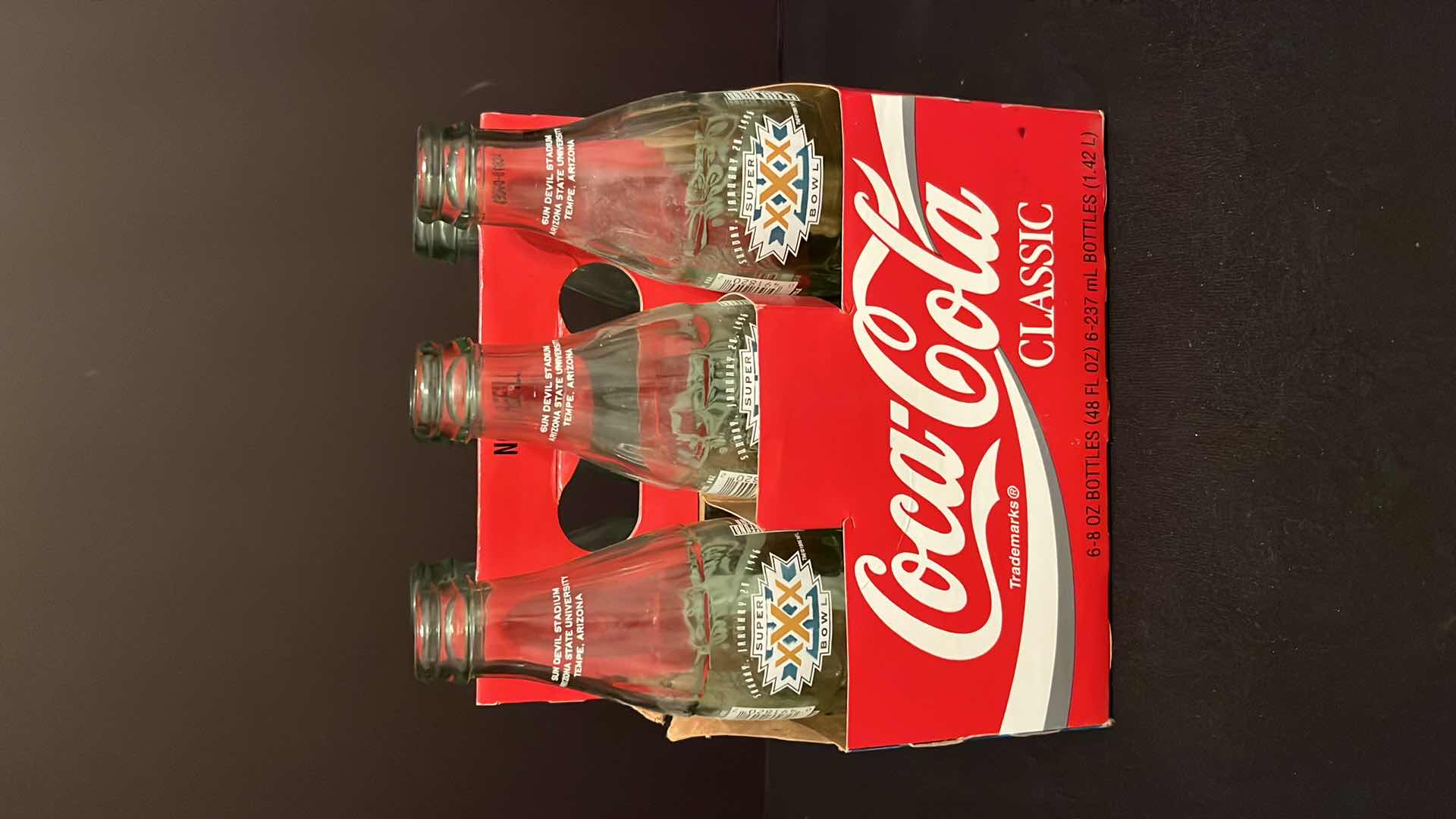 Photo 1 of COCA-COLA COLLECTIBLE SUPER-BOWL XXX PHOENIX ARIZONA LIMITED EDITION 6-PACK EMPTY BOTTLES, 1996