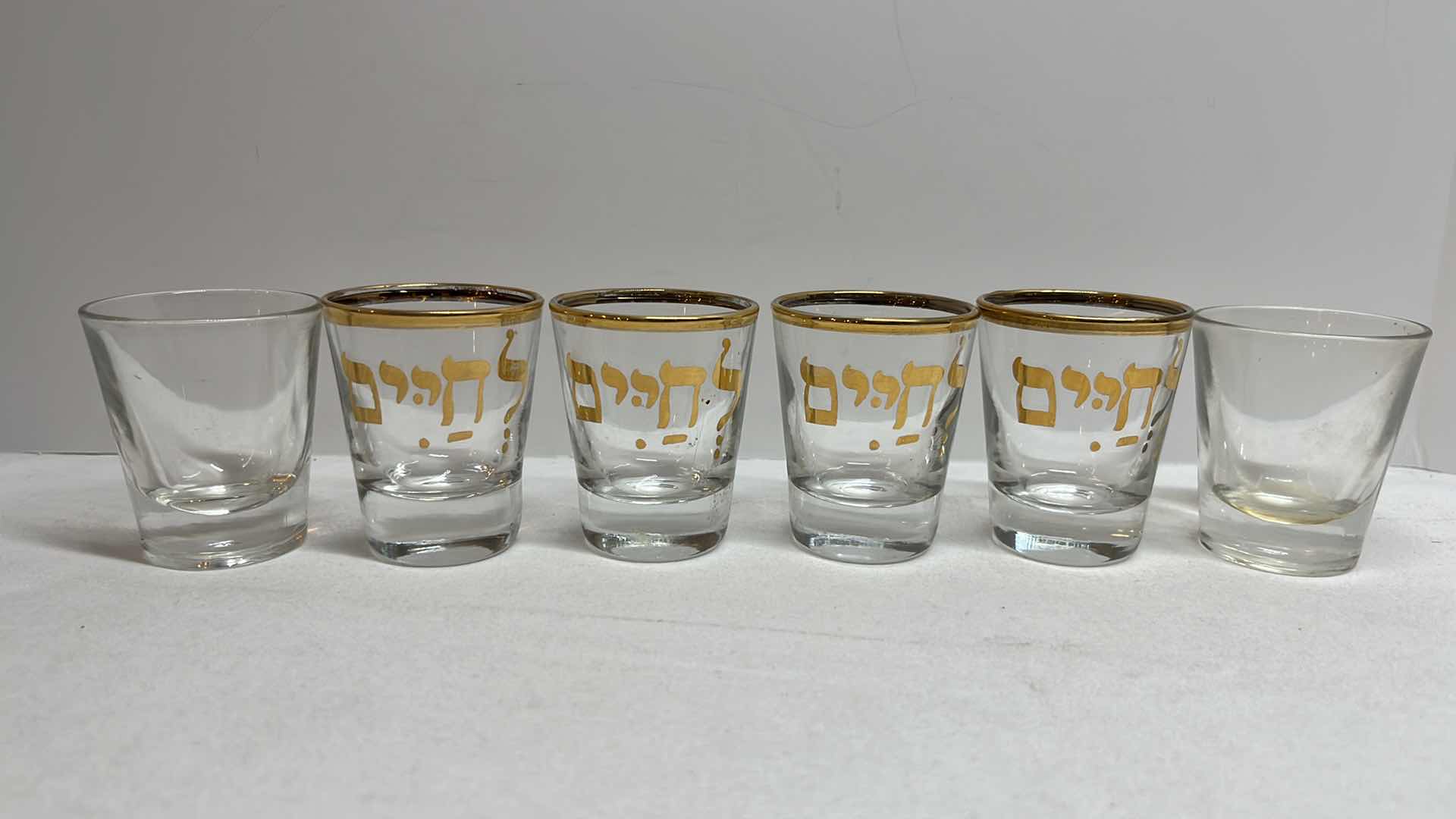 Photo 1 of DECORATED GLASSES BY SABRA 6- SHOT GLASSES, HANDCRAFTED IN ISRAEL