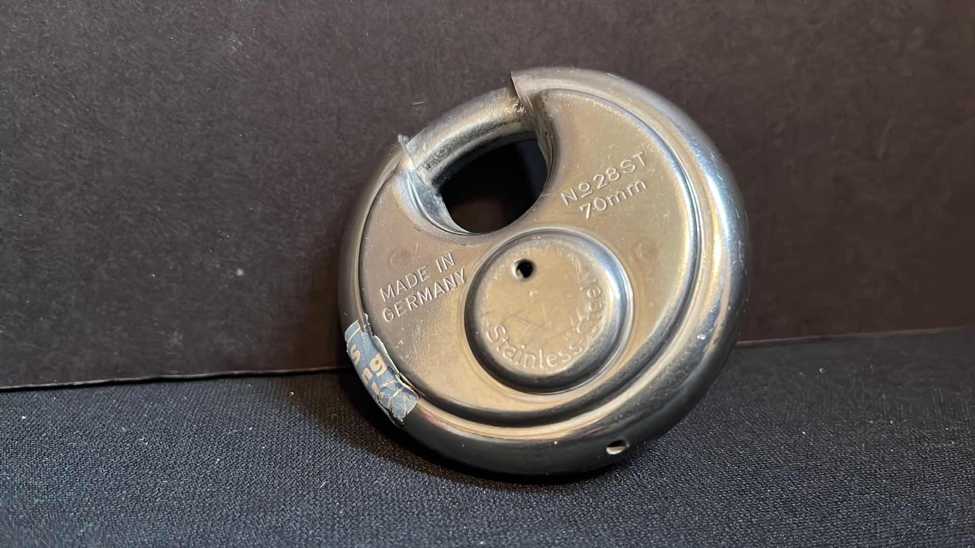 Photo 1 of BELL BIKE LOCK W KEY, MASTER STAINLESS STEEL CASE COMBINATION LOCK W/COMBINATION TAG ON BACK & BUFFO STAINLESS STEEL DISKUS PADLOCK W KEY