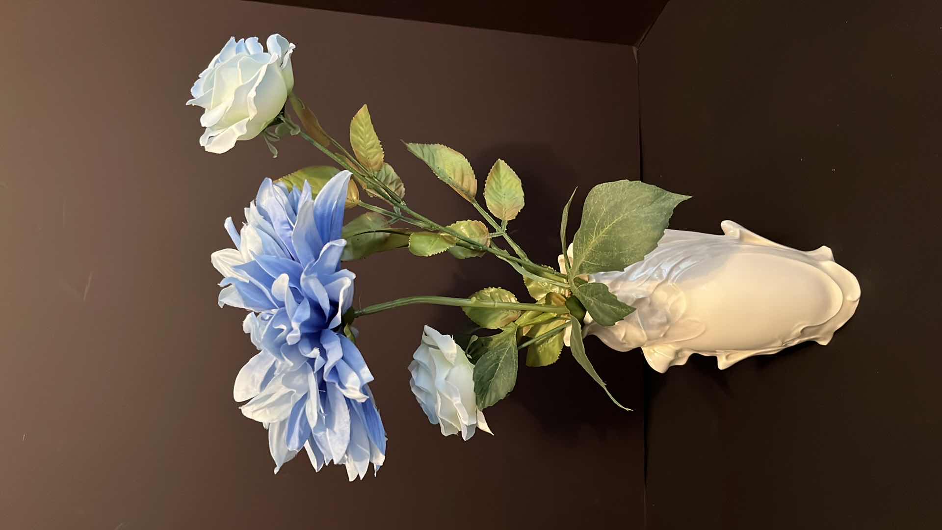 Photo 5 of BATHROOM ACCESSORIES 2-CANVAS PAINTINGS 12” X 12”, VASE W FLOWERS, SHOWER CURTAIN & 12PC SILVER LEAF RESIN SHOWER HOOKS