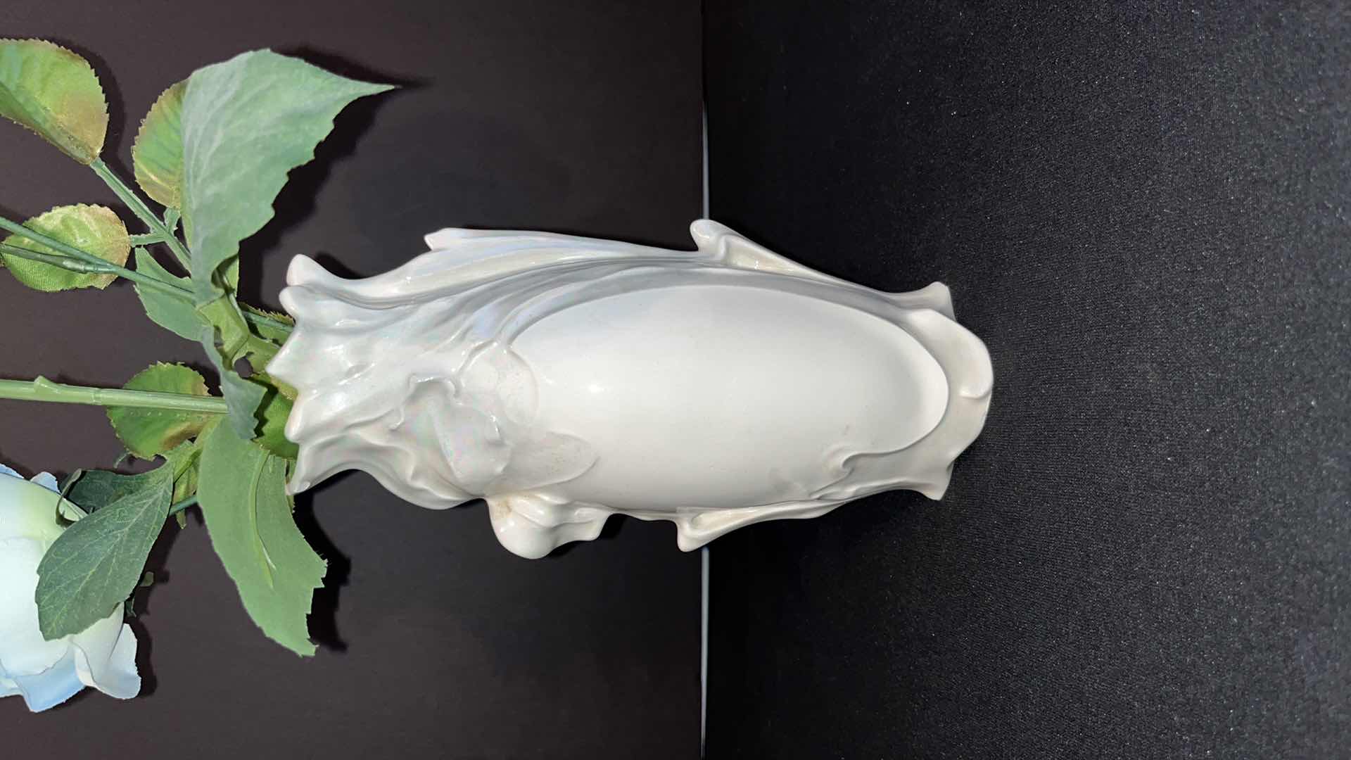 Photo 6 of BATHROOM ACCESSORIES 2-CANVAS PAINTINGS 12” X 12”, VASE W FLOWERS, SHOWER CURTAIN & 12PC SILVER LEAF RESIN SHOWER HOOKS