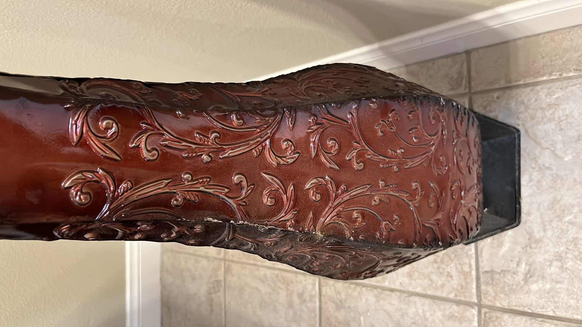 Photo 1 of DIE-CAST ORNATE RED & BLACK METAL FLOOR VASE H59"