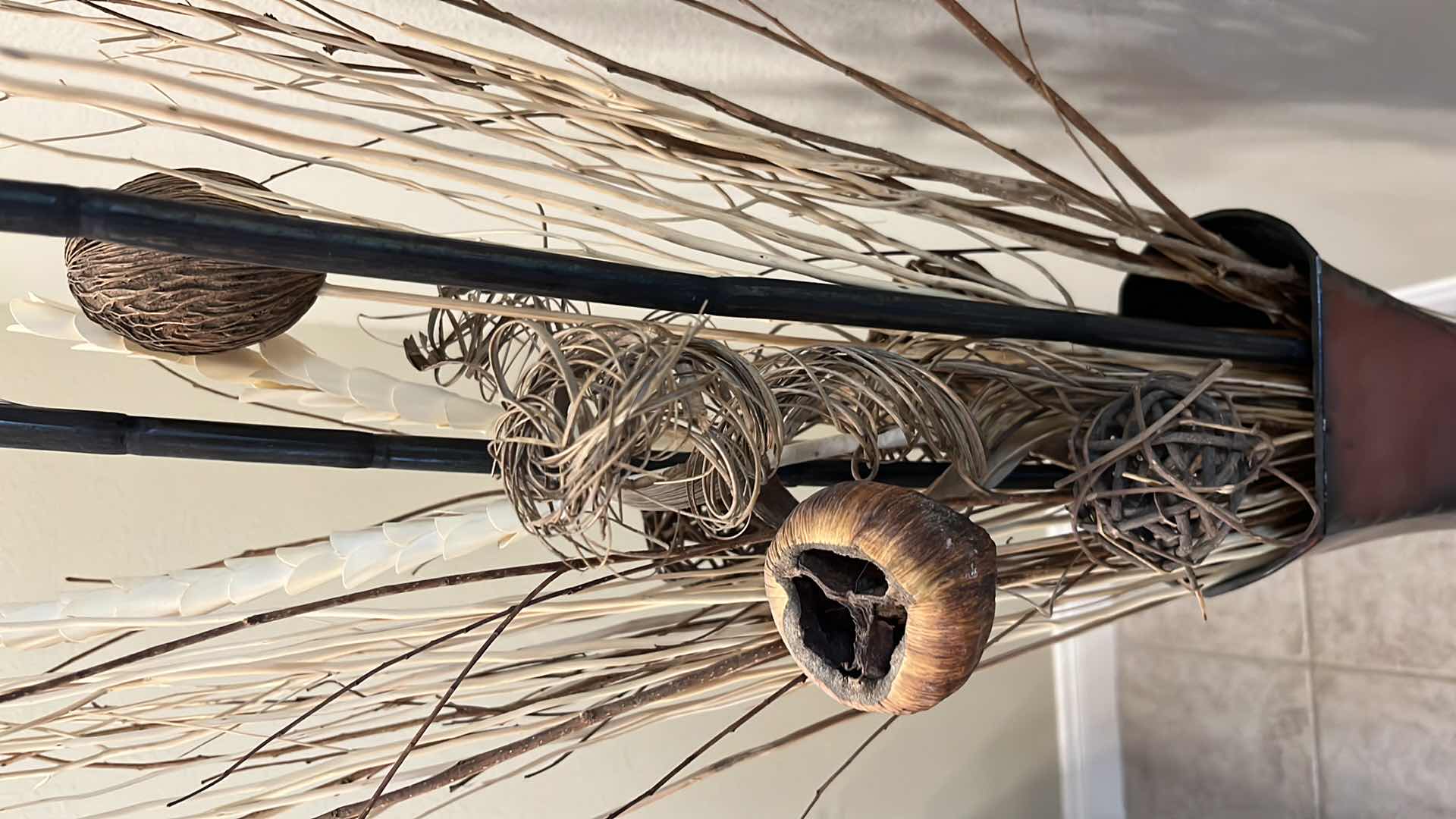 Photo 1 of DIE-CAST ORNATE RED & BLACK METAL FLOOR VASE H59"