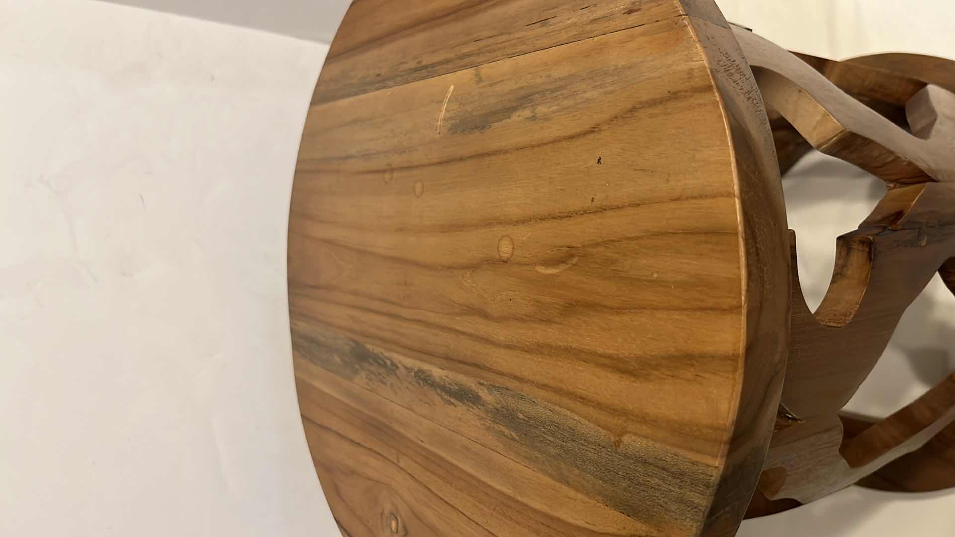 Photo 1 of OPEN WEAVE TEAK BATH STOOL/ END TABLE 14” X 14” H18”