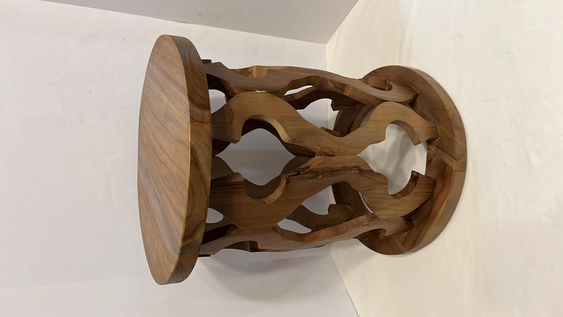 Photo 1 of OPEN WEAVE TEAK BATH STOOL/ END TABLE 14” X 14” H18”