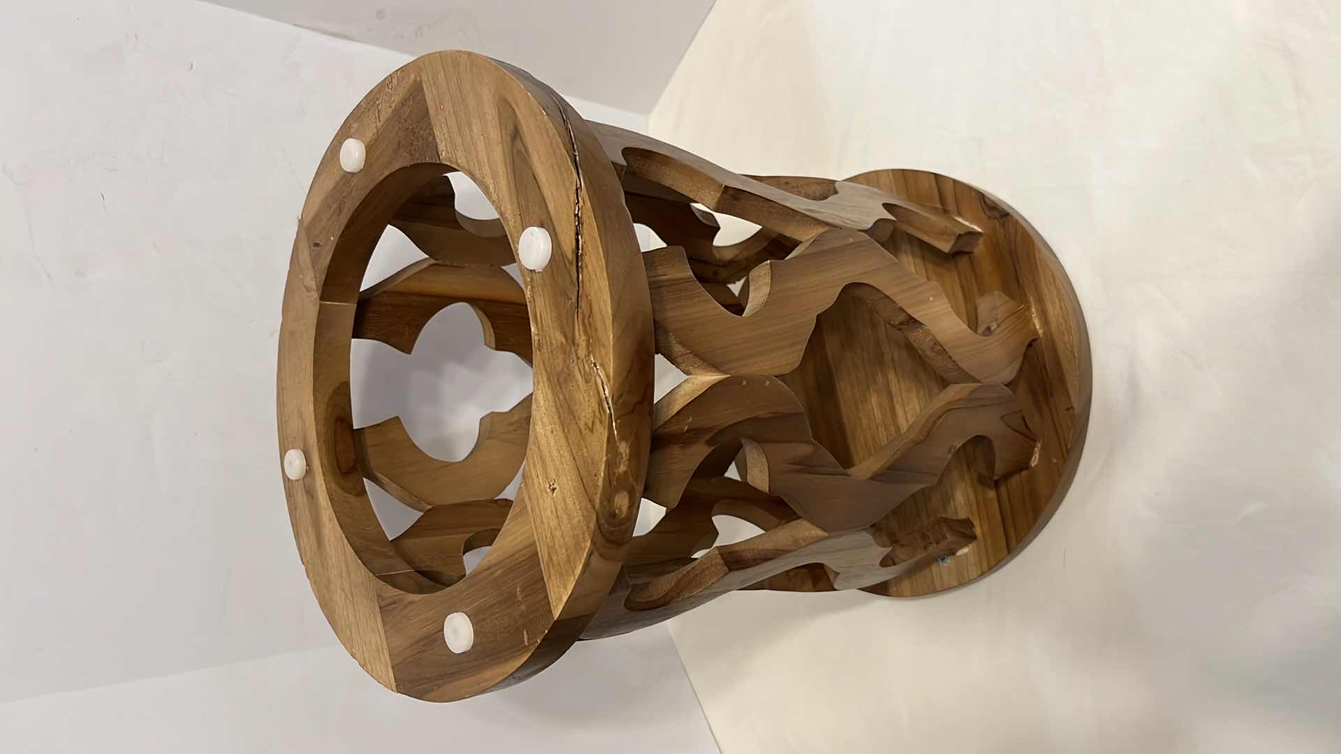 Photo 1 of OPEN WEAVE TEAK BATH STOOL/ END TABLE 14” X 14” H18”