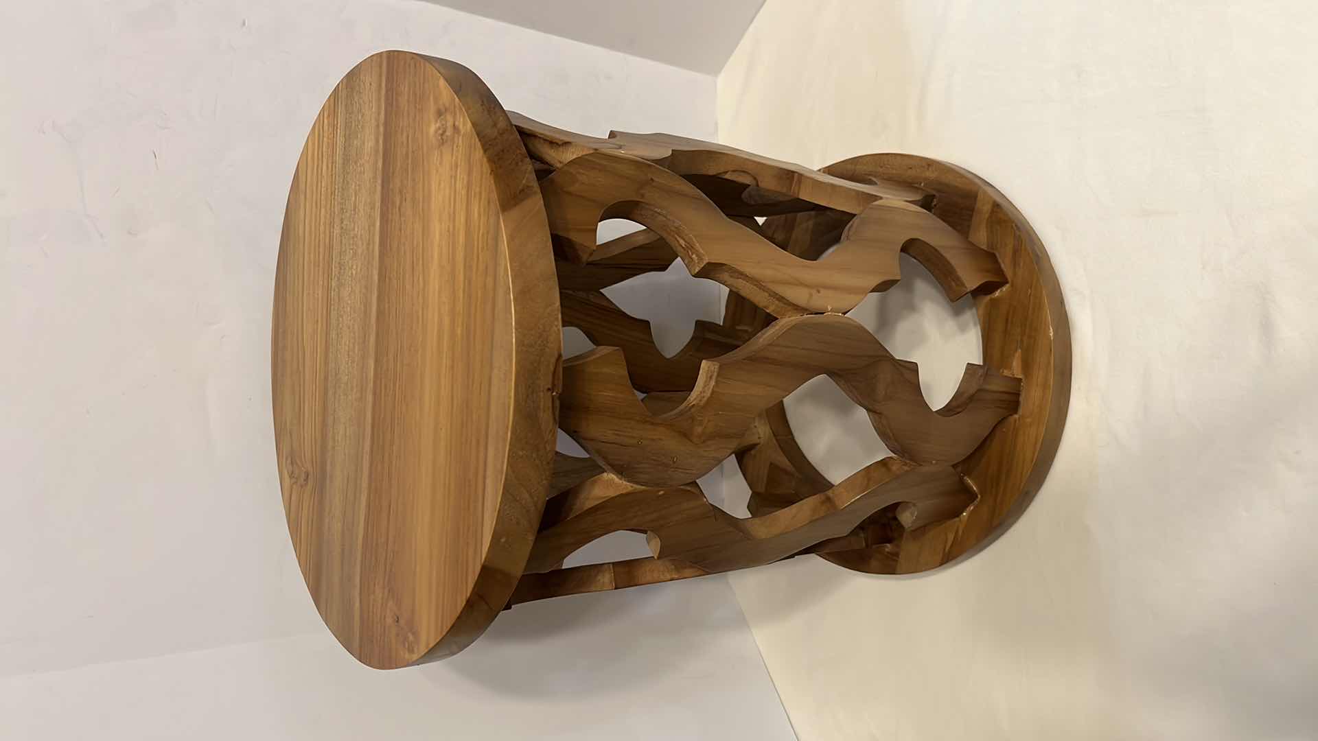 Photo 1 of OPEN WEAVE TEAK BATH STOOL/ END TABLE 14” X 14” H18”