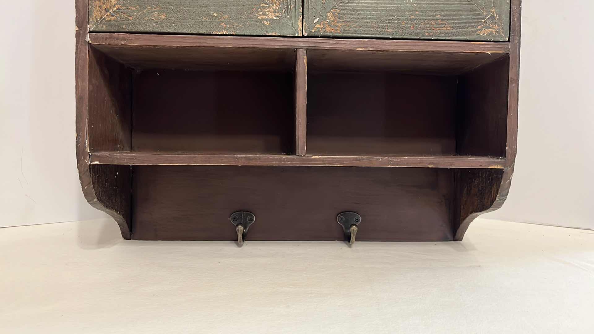 Photo 3 of PRIVILEGE DARK BROWN ANTIQUE WALL CABINET 5” X 16.5” H22.75” ITEM 63322