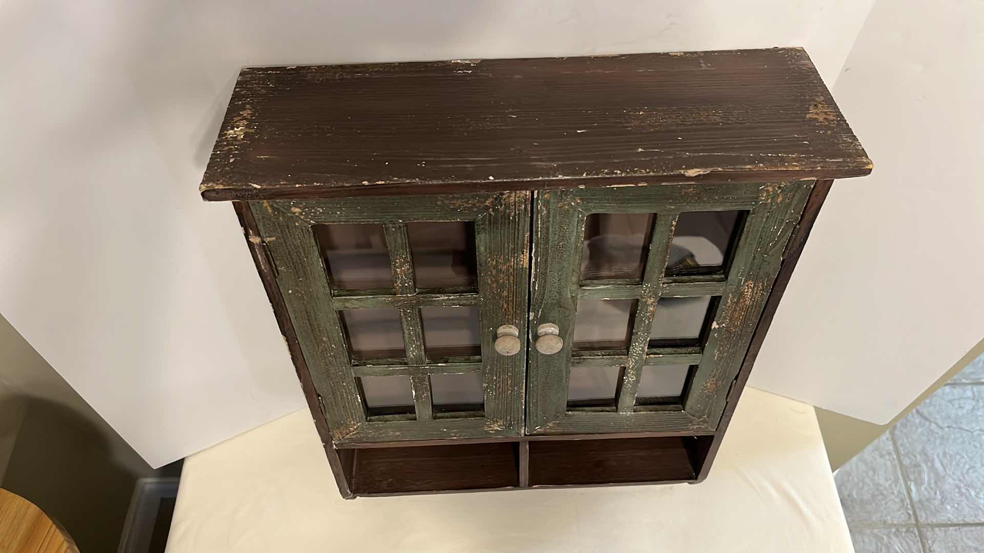 Photo 1 of PRIVILEGE DARK BROWN ANTIQUE WALL CABINET 5” X 16.5” H22.75” ITEM 63322