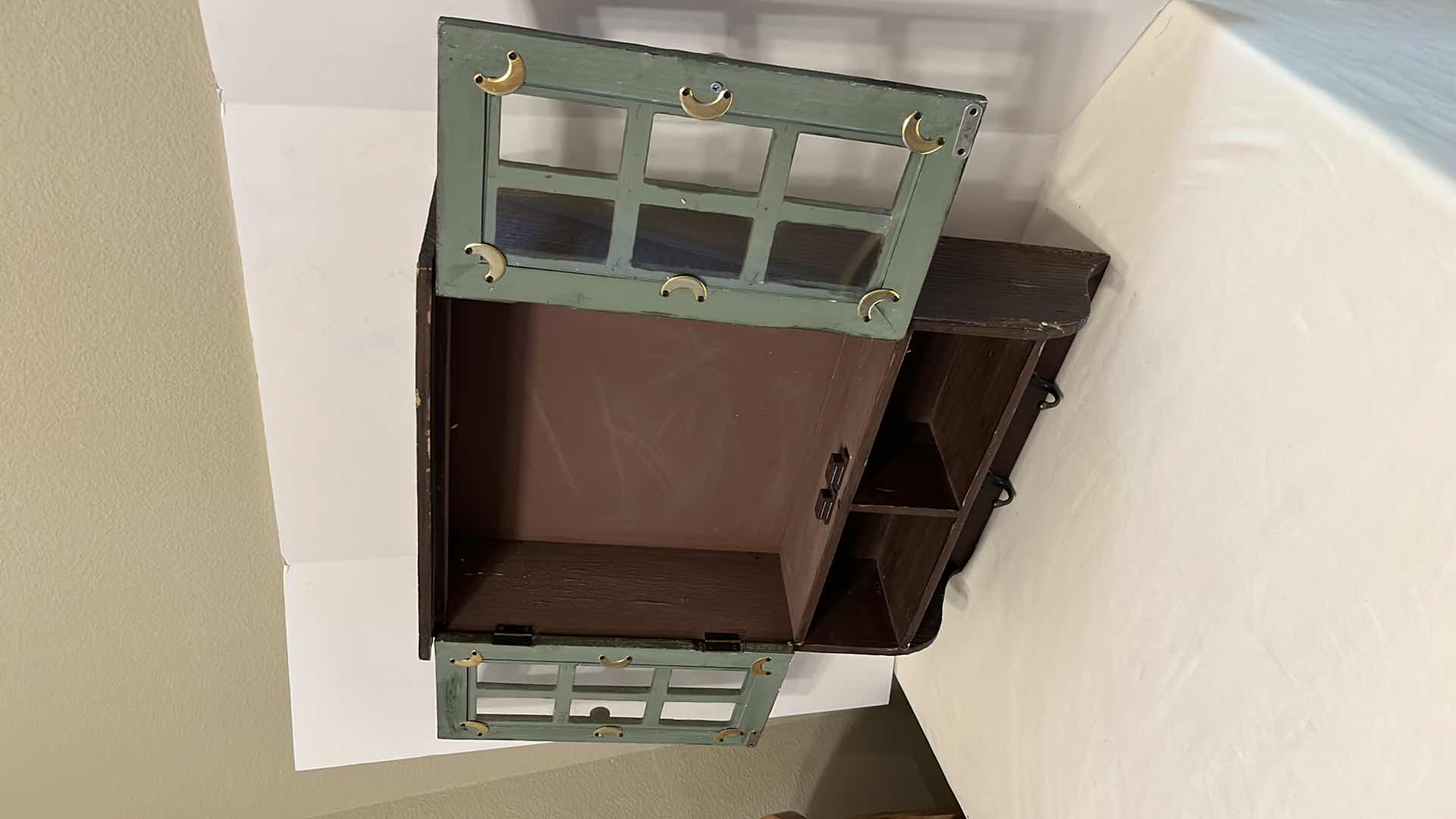 Photo 5 of PRIVILEGE DARK BROWN ANTIQUE WALL CABINET 5” X 16.5” H22.75” ITEM 63322