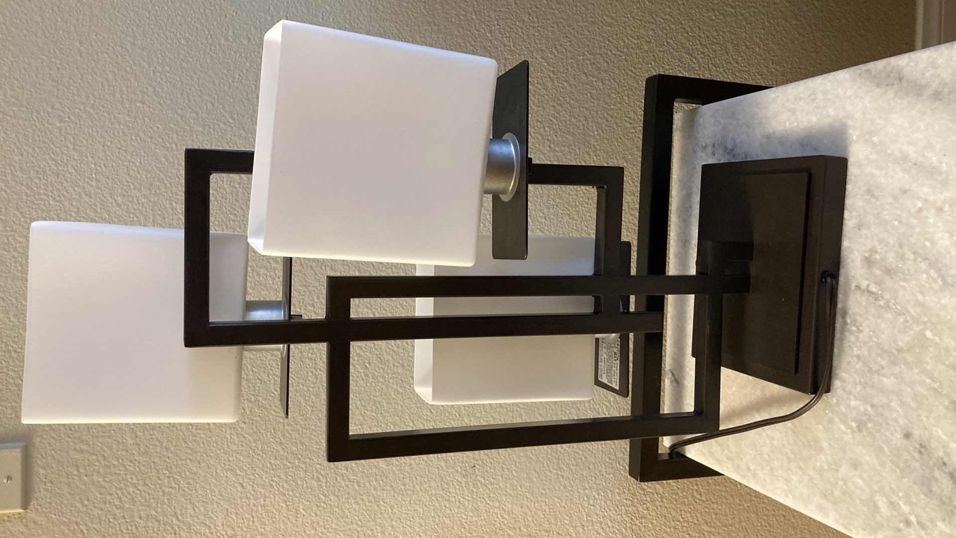 Photo 1 of EURO DESIGN LIGHTING WHITE GLASS SHADE METAL BASE TABLE LAMP 13” X 7” H26”