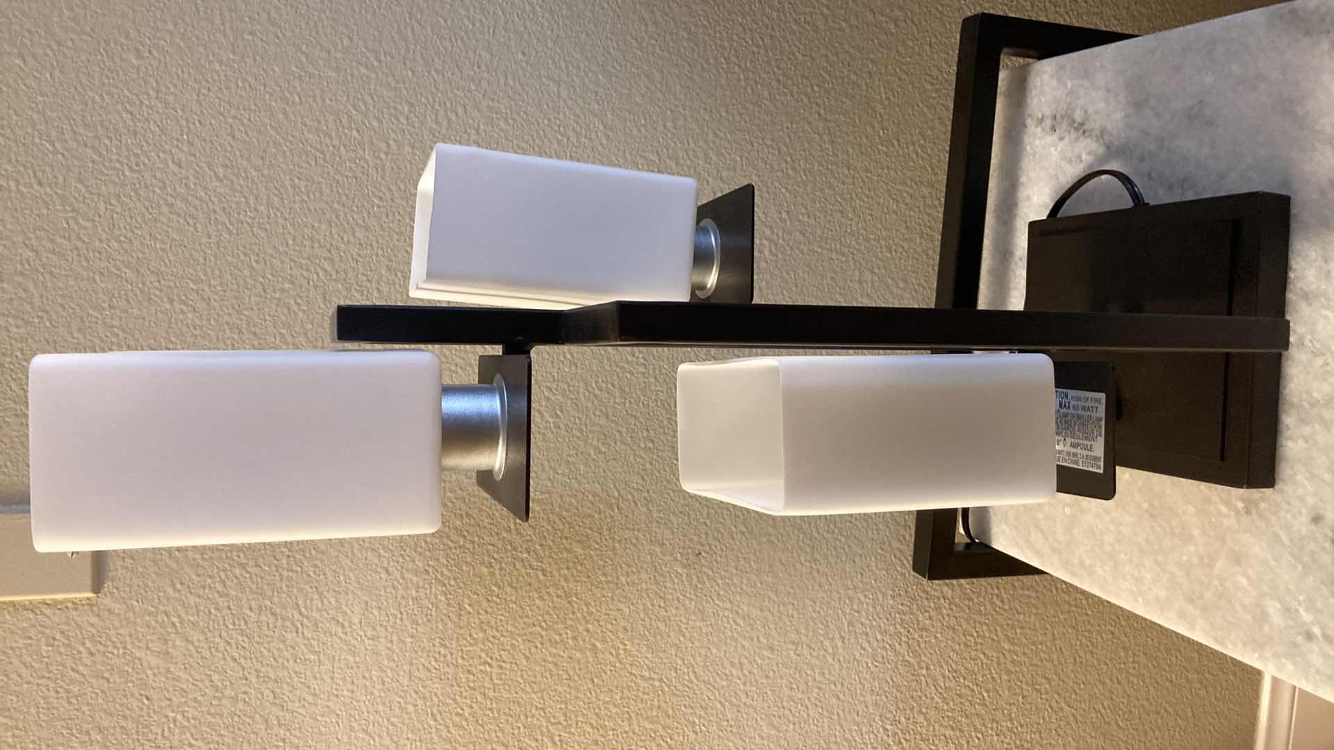 Photo 1 of EURO DESIGN LIGHTING WHITE GLASS SHADE METAL BASE TABLE LAMP 13” X 7” H26”