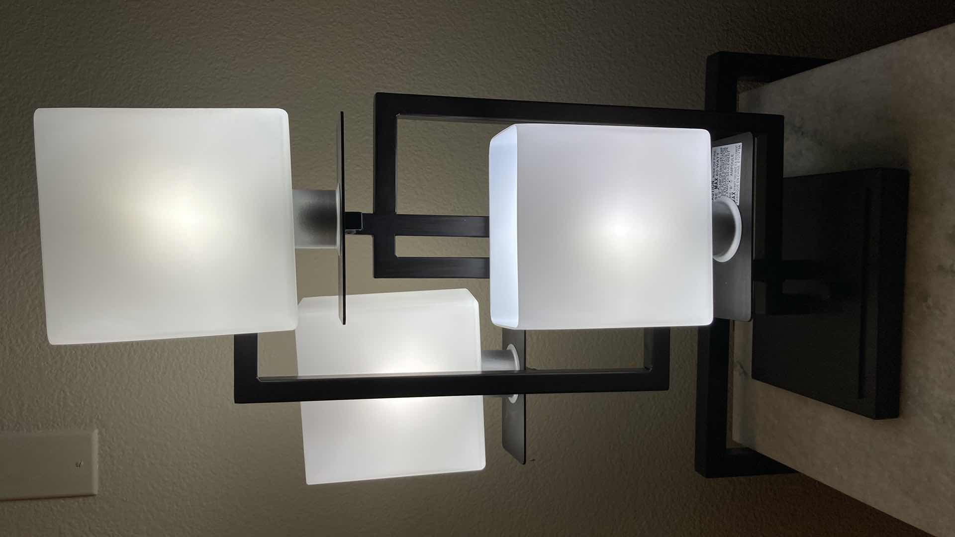 Photo 1 of EURO DESIGN LIGHTING WHITE GLASS SHADE METAL BASE TABLE LAMP 13” X 7” H26”