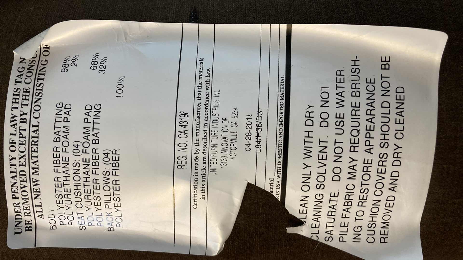 Photo 5 of UNITED FURNITURE EXPRESSO SOFA W PULL OUT BED & THROW PILLOWS 83” X 37” H38”