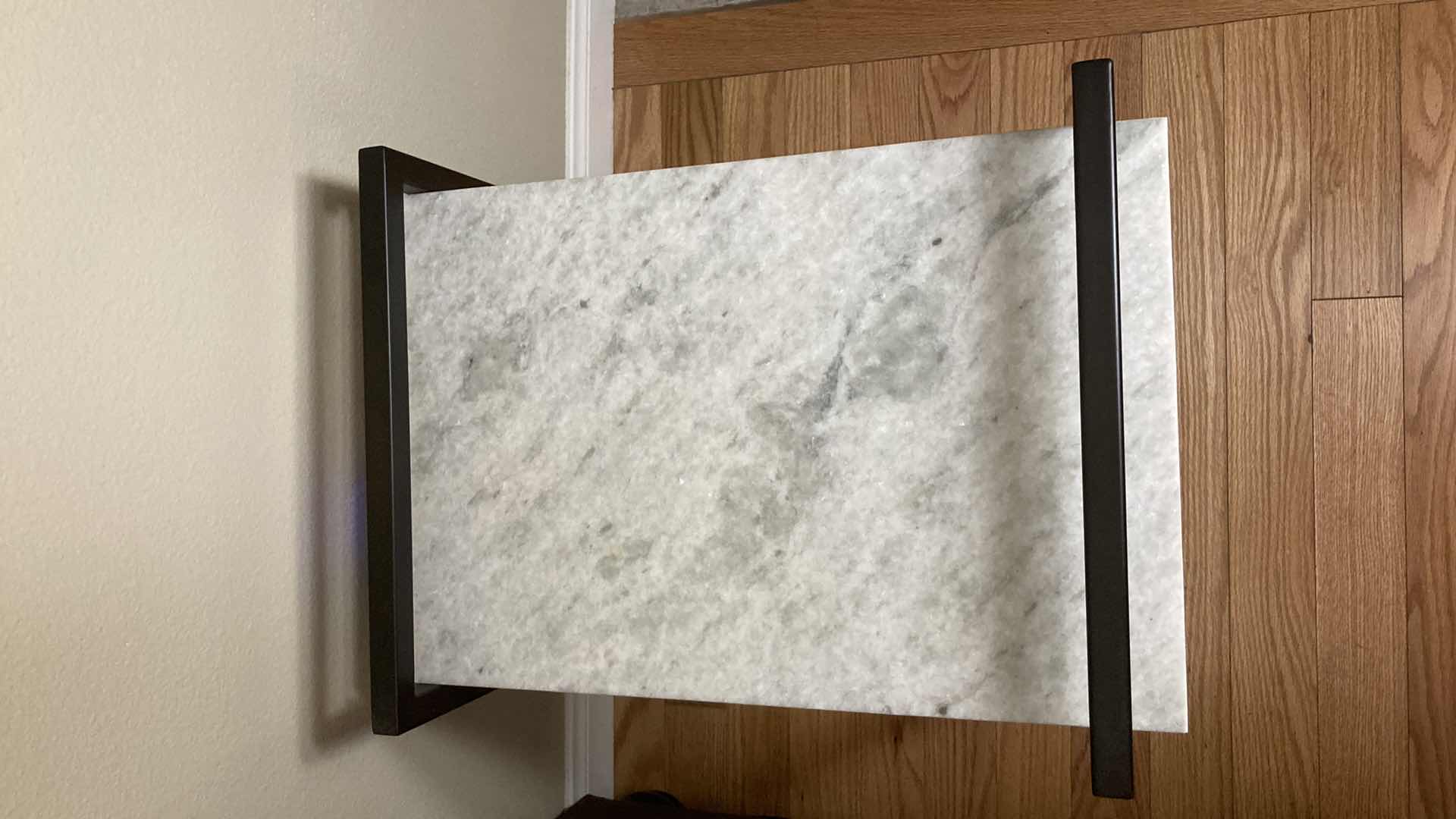 Photo 3 of GRANITE WHITE TOP BLACK METAL BASE SIDE TABLE 24” X 18” H24”