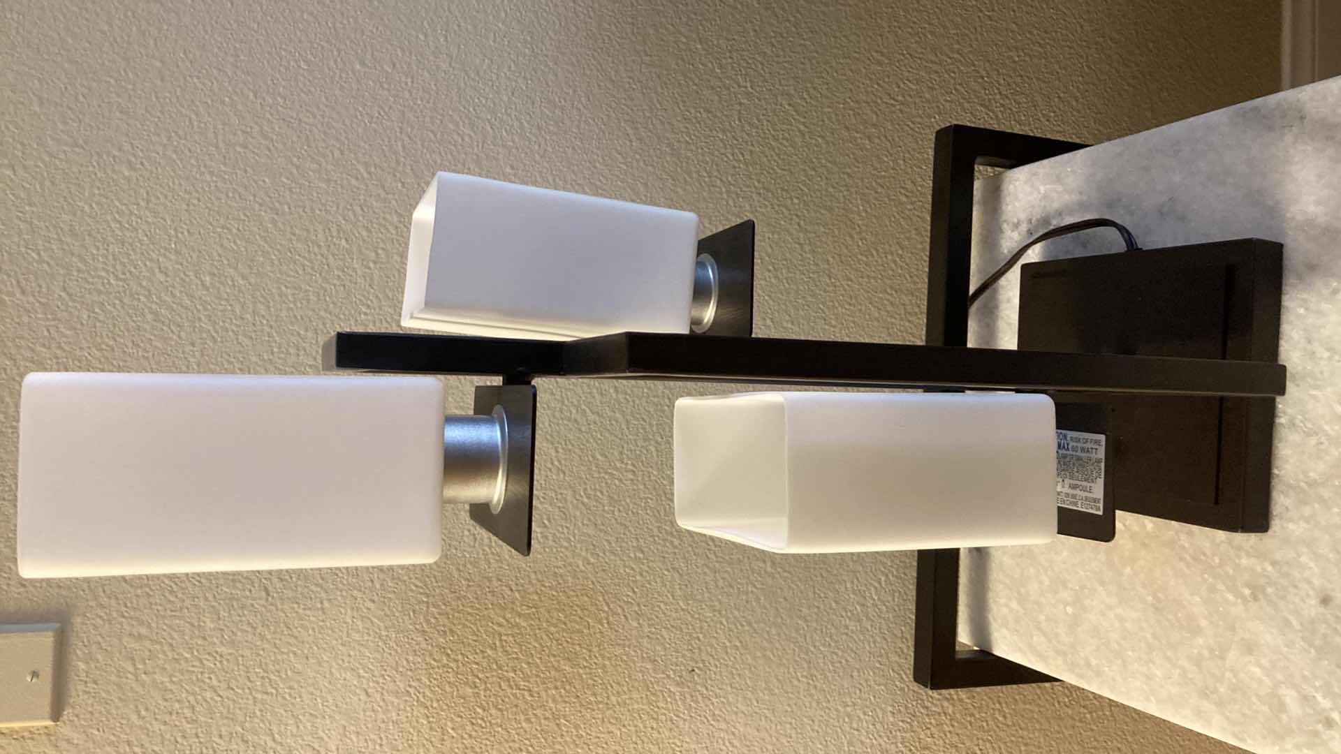 Photo 1 of EURO DESIGN LIGHTING WHITE GLASS SHADE METAL BASE TABLE LAMP 13” X 7” H26”