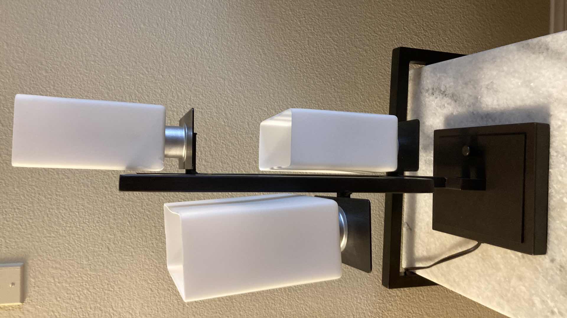 Photo 1 of EURO DESIGN LIGHTING WHITE GLASS SHADE METAL BASE TABLE LAMP 13” X 7” H26”